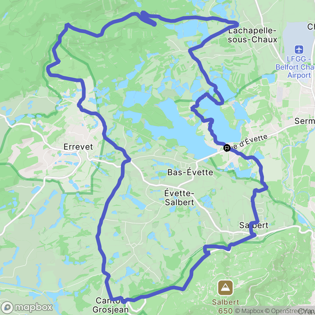 Évette-Salbert : carte du parcours de randonnée - France