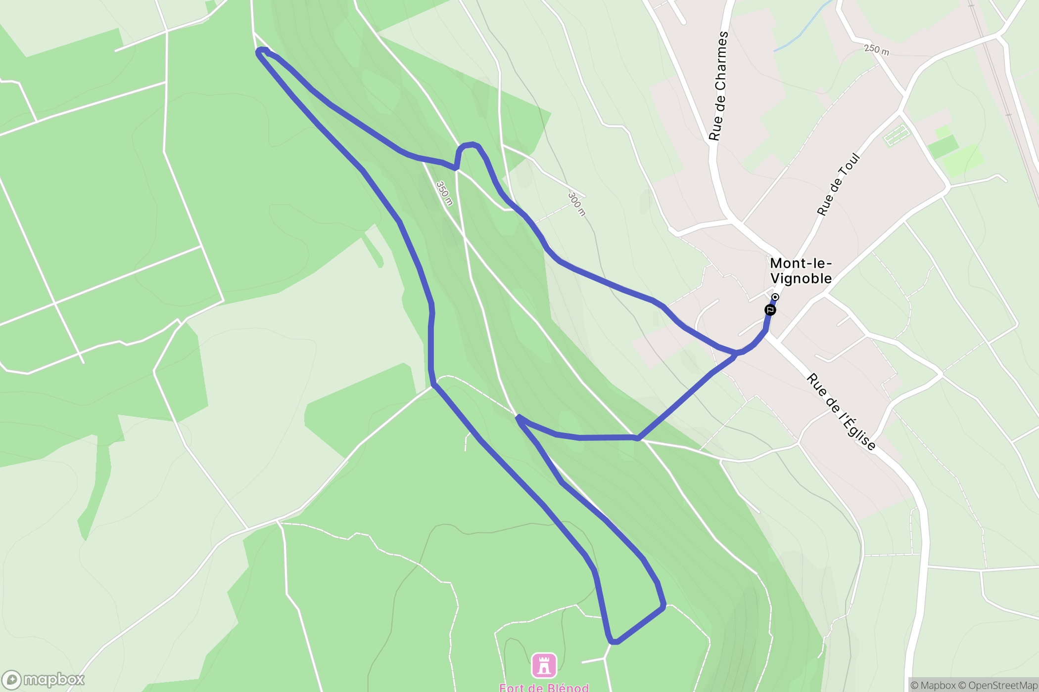 Mont-le-Vignoble : carte du parcours de randonnée - France
