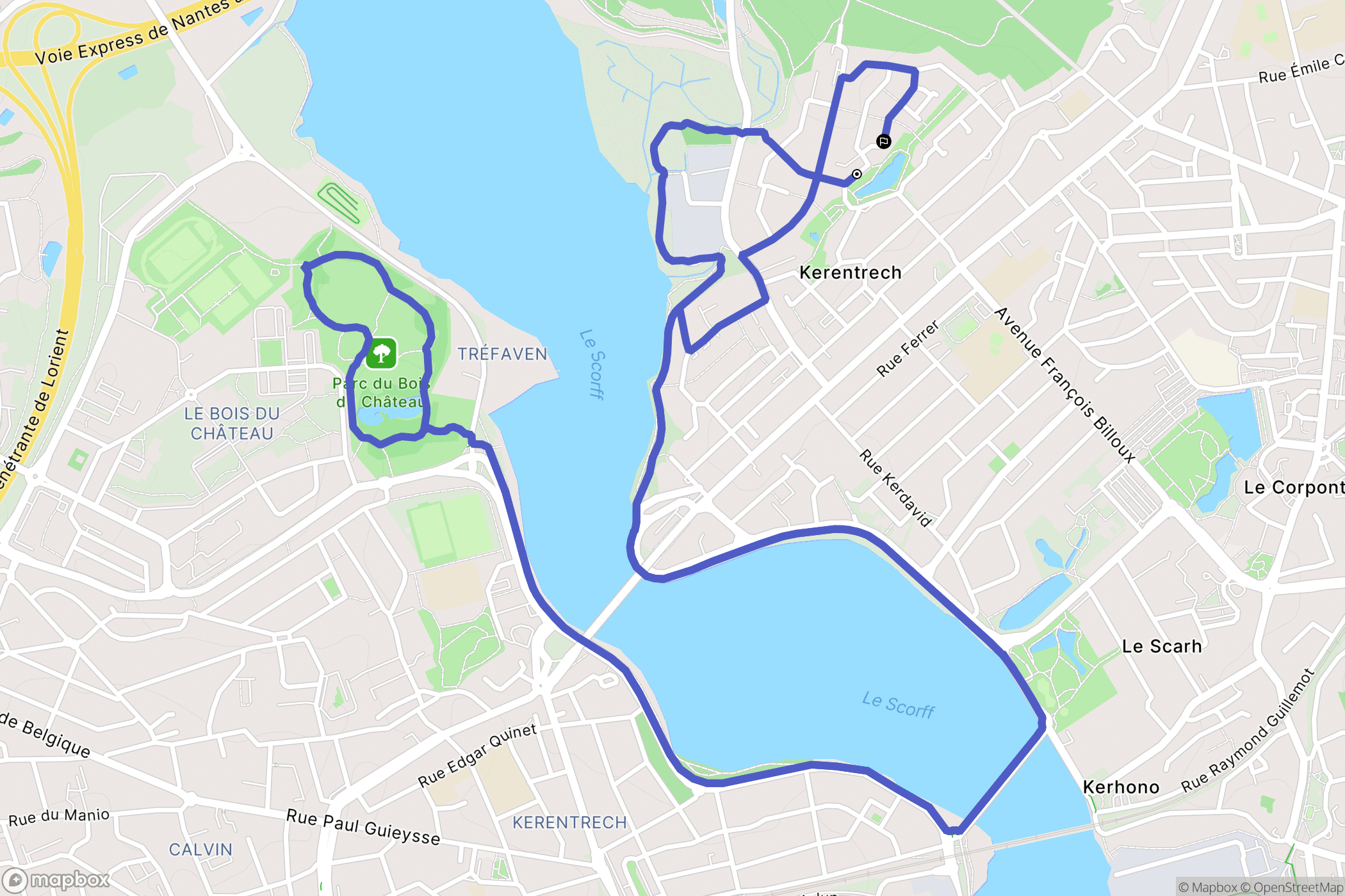 Lanester : carte du parcours de randonnée - France