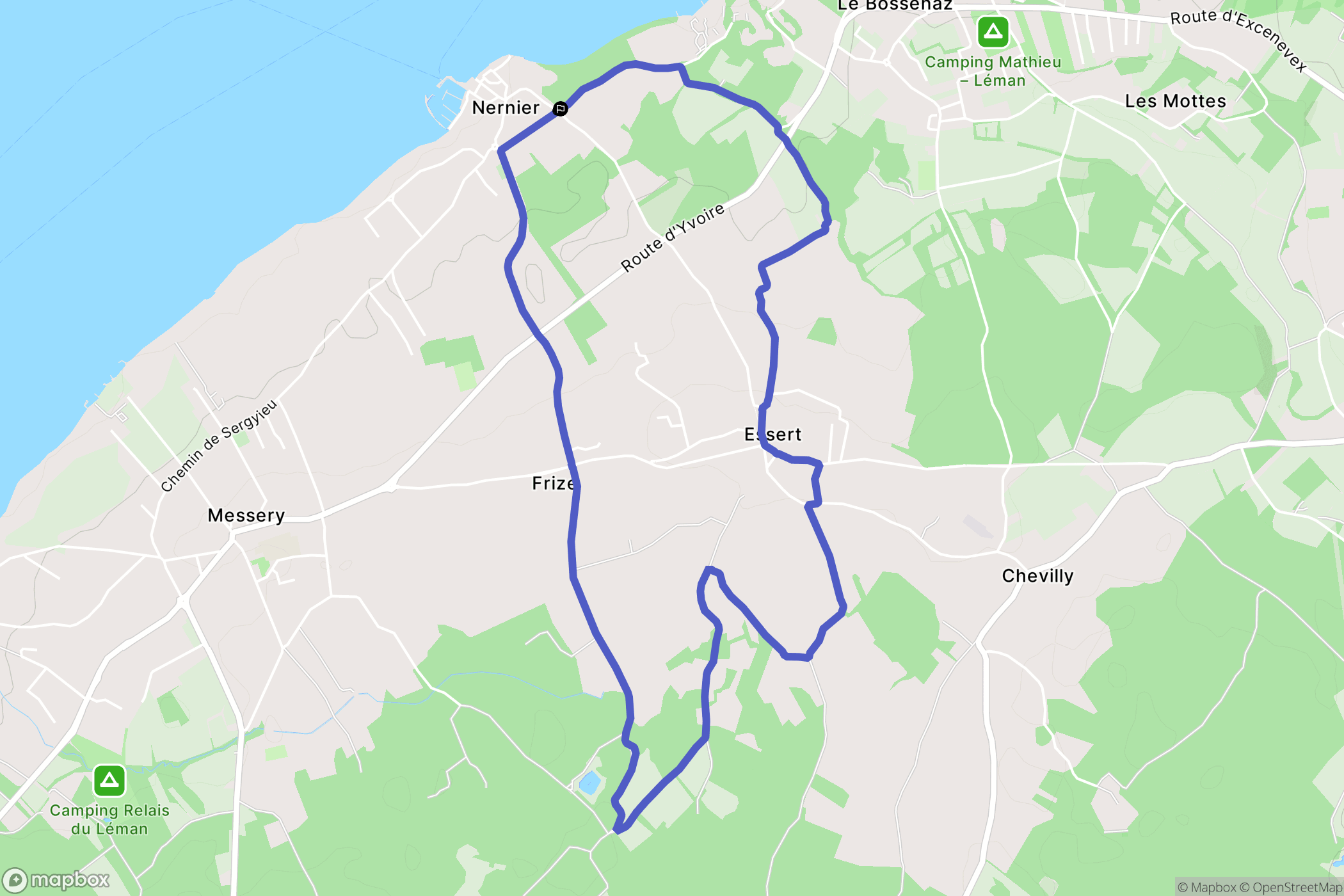 Nernier : carte du parcours de randonnée - France