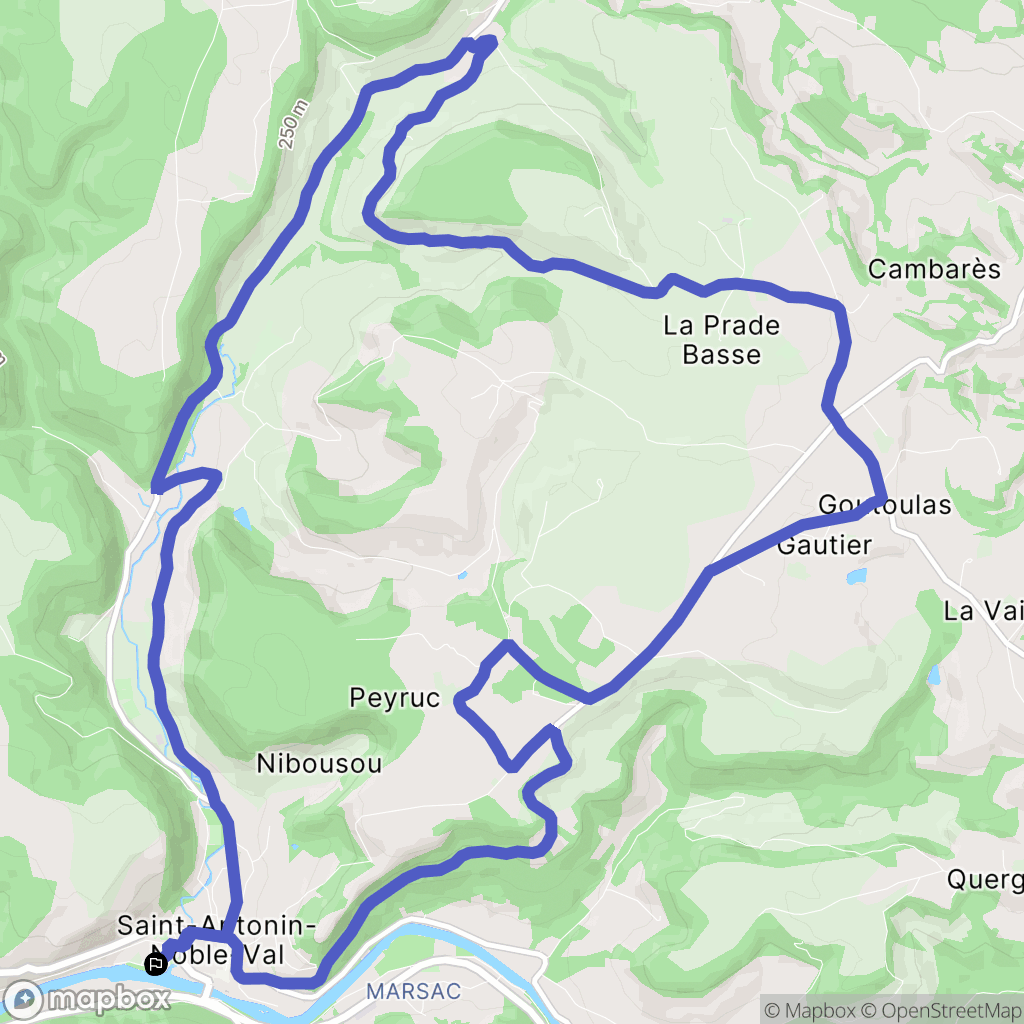 Saint-Antonin-Noble-Val : carte du parcours de randonnée - France