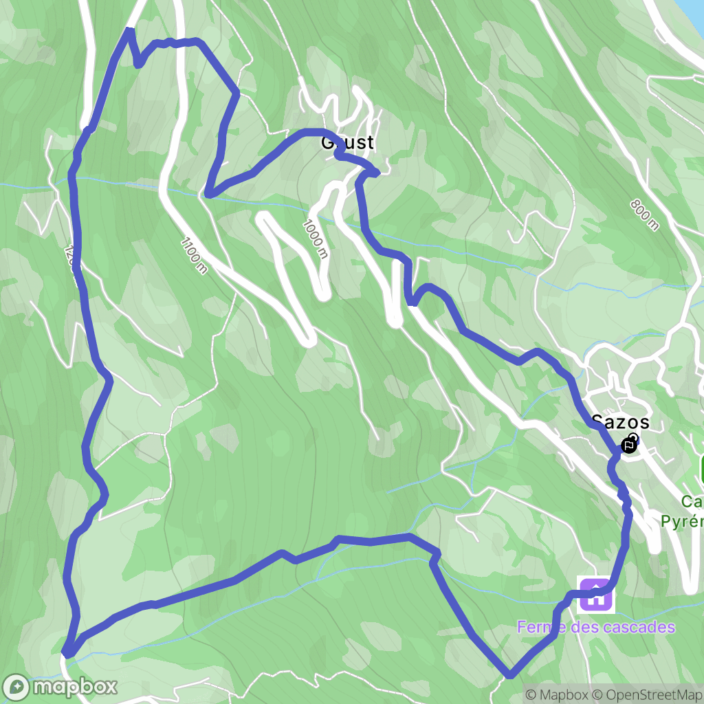 Sazos : carte du parcours de randonnée - France