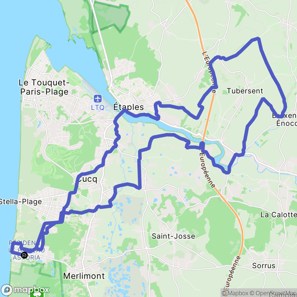 Merlimont : carte du parcours de randonnée - France