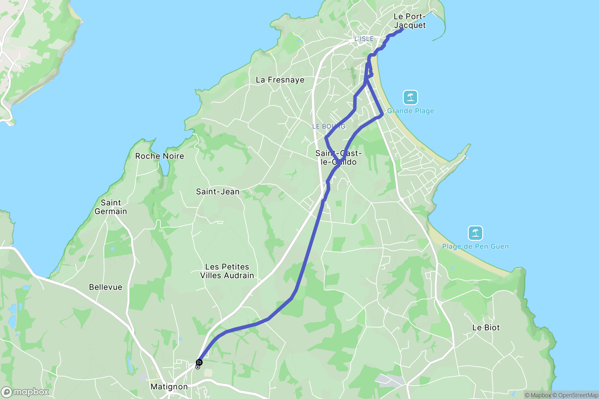 Matignon : carte du parcours de randonnée - France