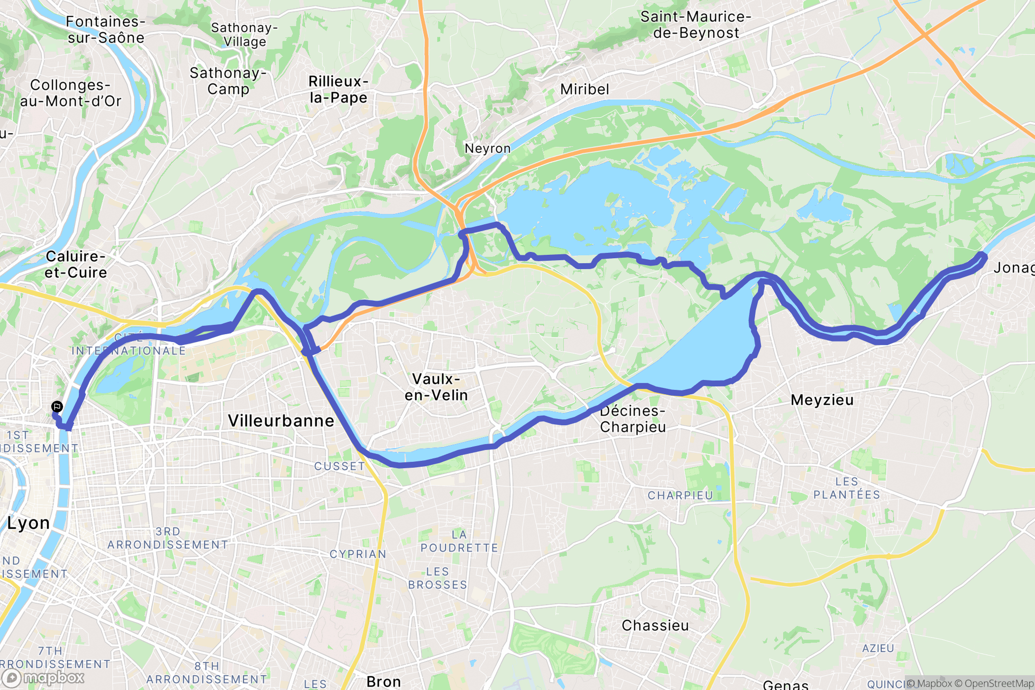 Lyon : carte du parcours de randonnée - France