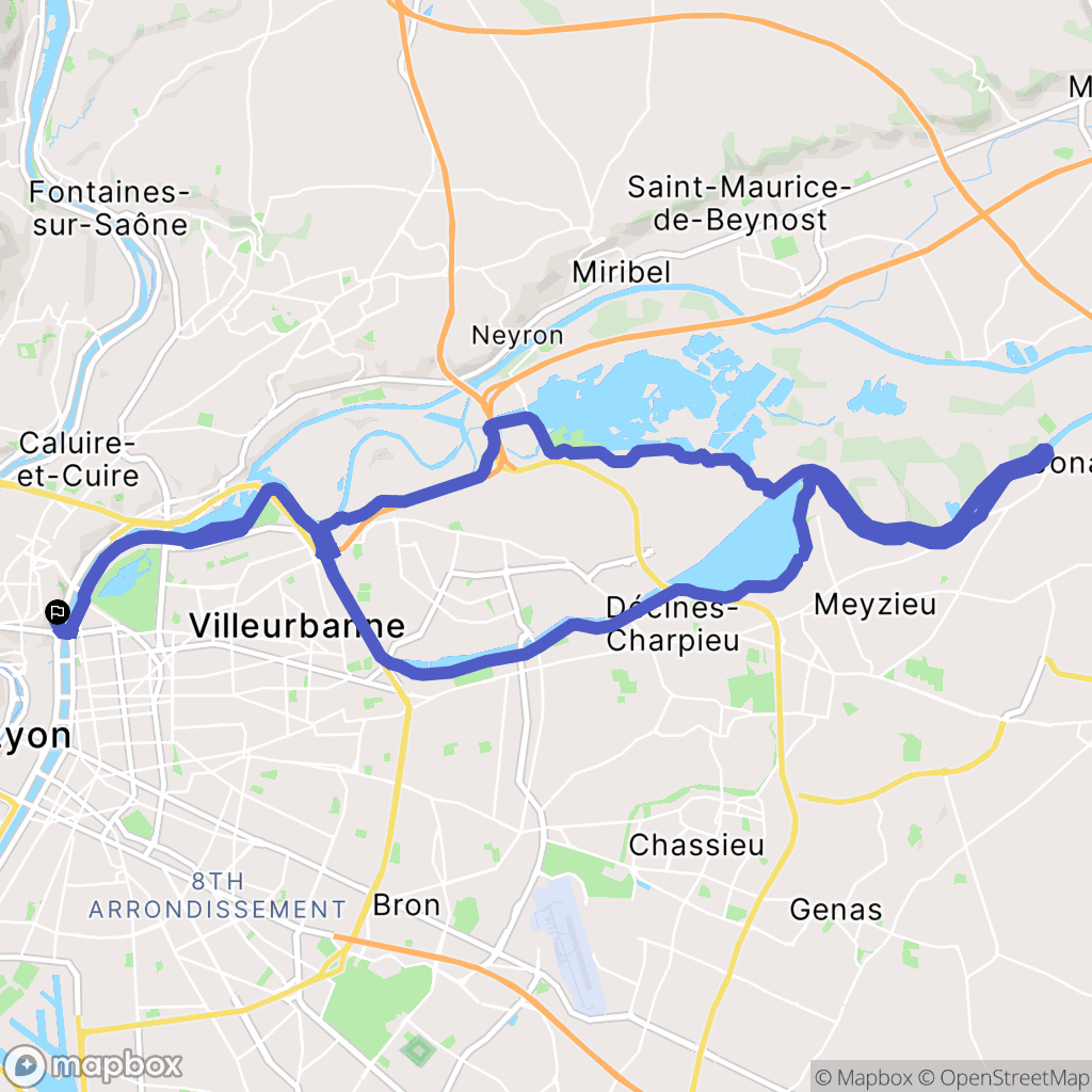 Lyon : carte du parcours de randonnée - France
