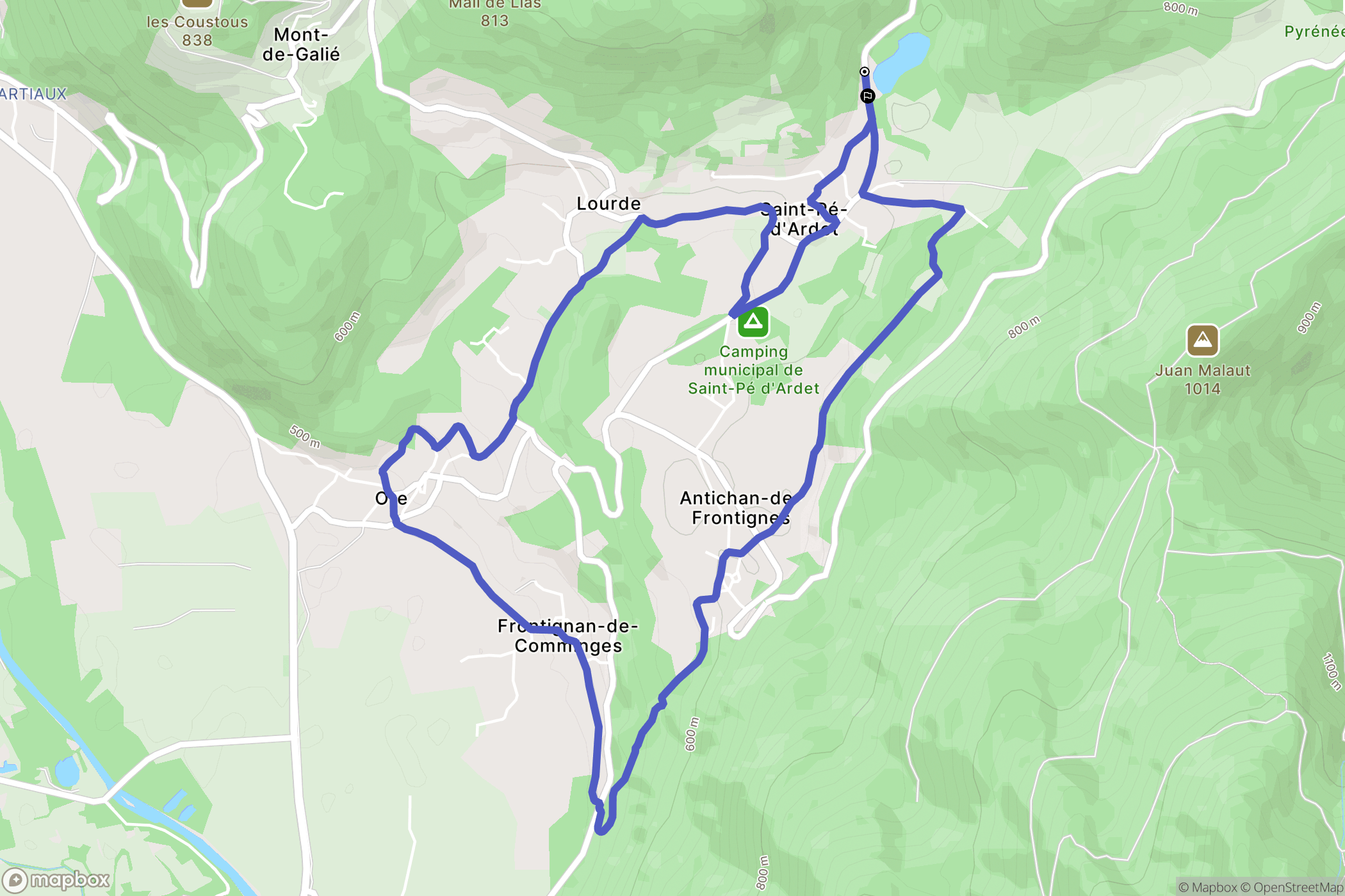 Saint-Pé-d'Ardet : carte du parcours de randonnée - France