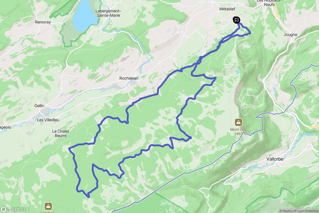 Métabief : carte du parcours de randonnée - France