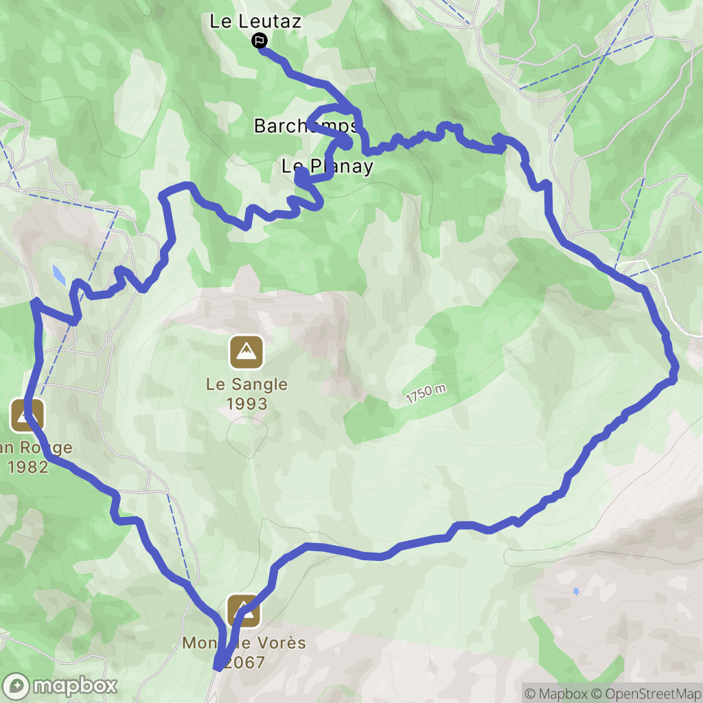 Megève : carte du parcours de randonnée - France