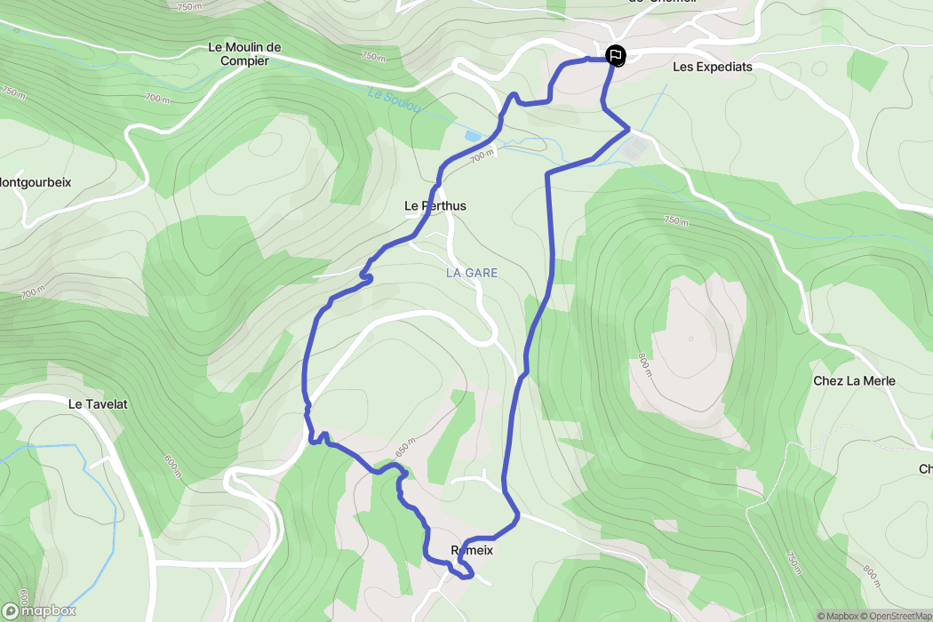 Saint-Étienne-de-Chomeil : carte du parcours de randonnée - France