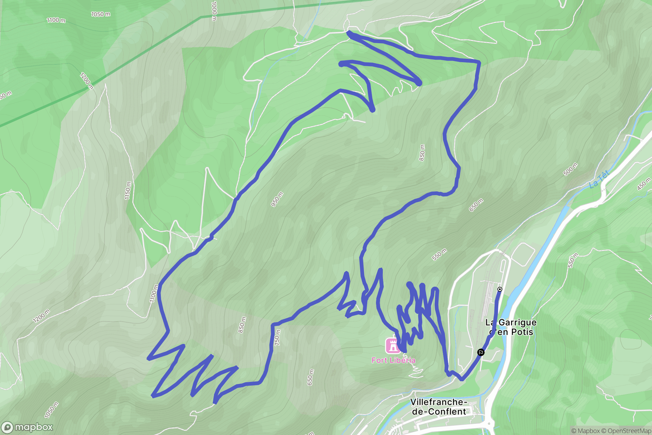 Villefranche-de-Conflent : carte du parcours de randonnée - France