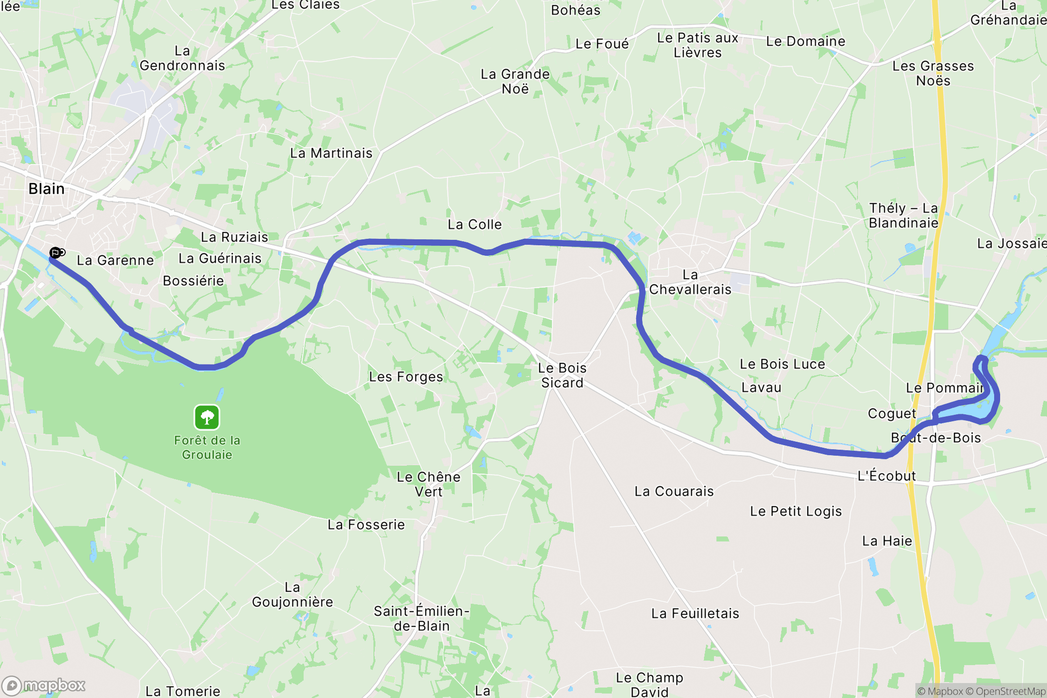 Blain : carte du parcours de randonnée - France