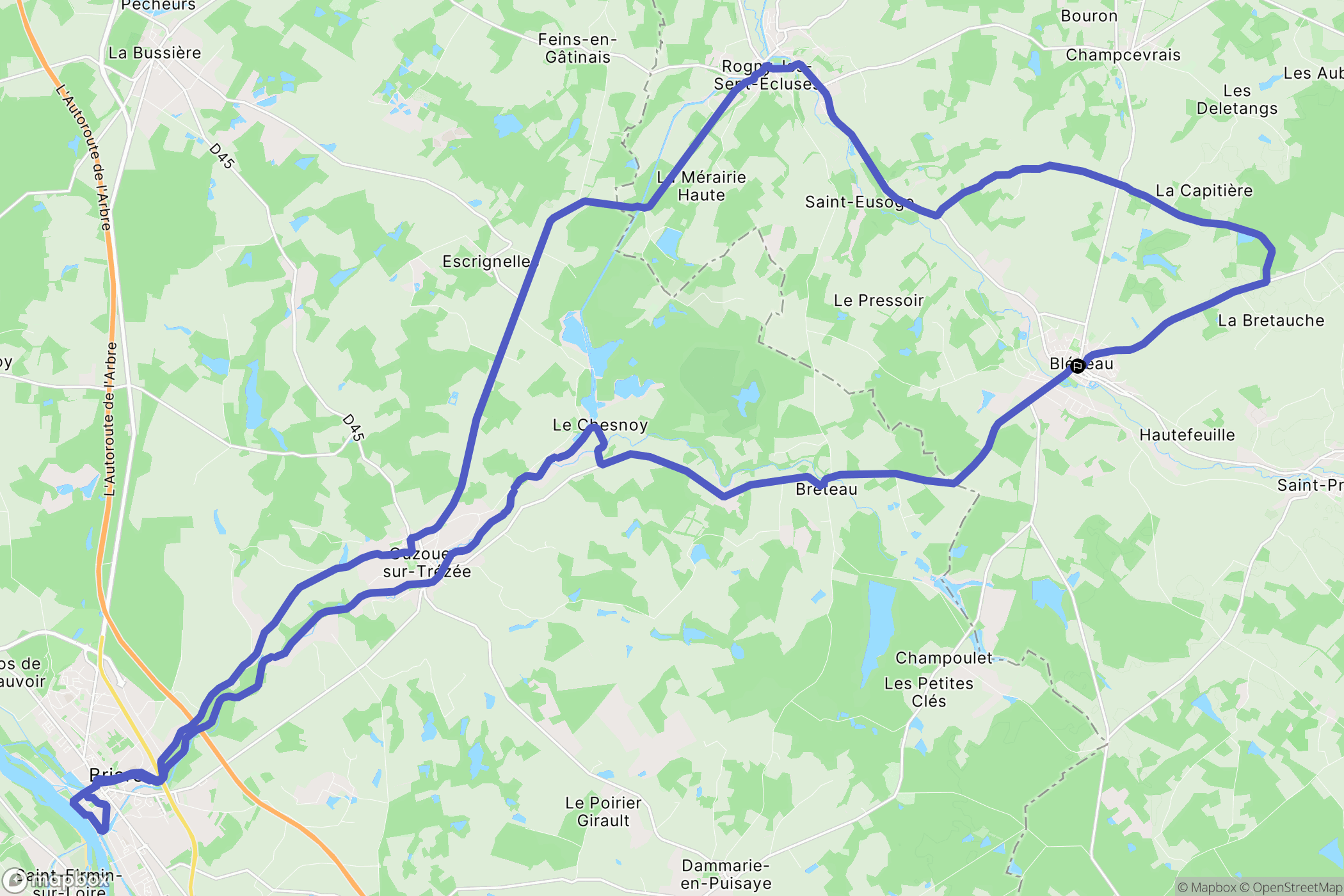 Bléneau : carte du parcours de randonnée - France