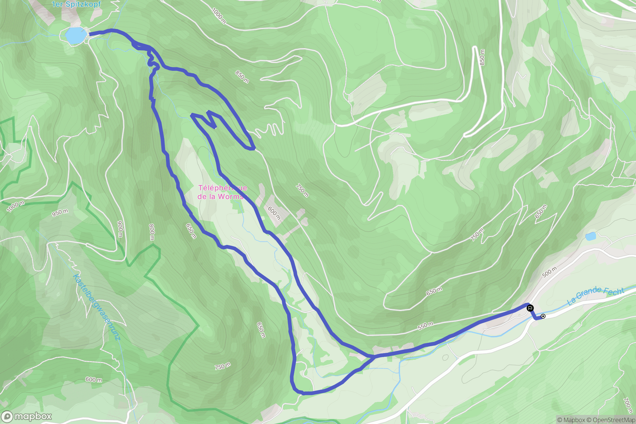 Metzeral : carte du parcours de randonnée - France