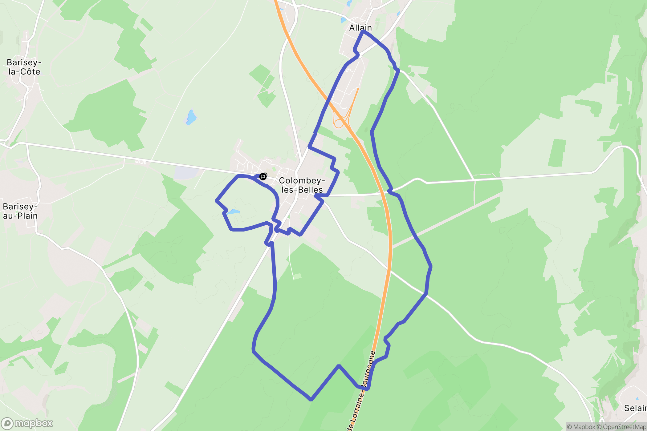 Colombey-les-Belles : carte du parcours de randonnée - France