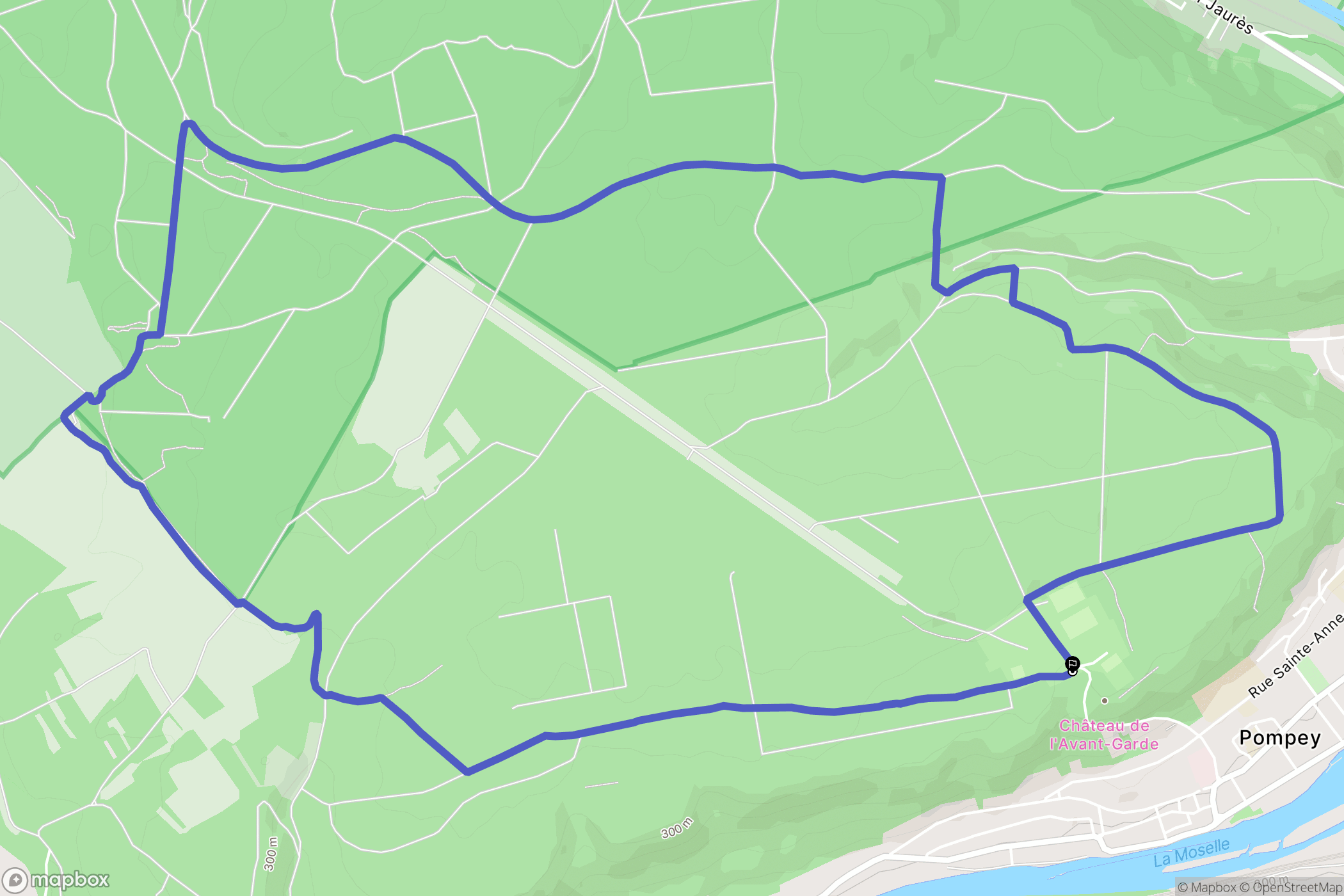 Pompey : carte du parcours de randonnée - France