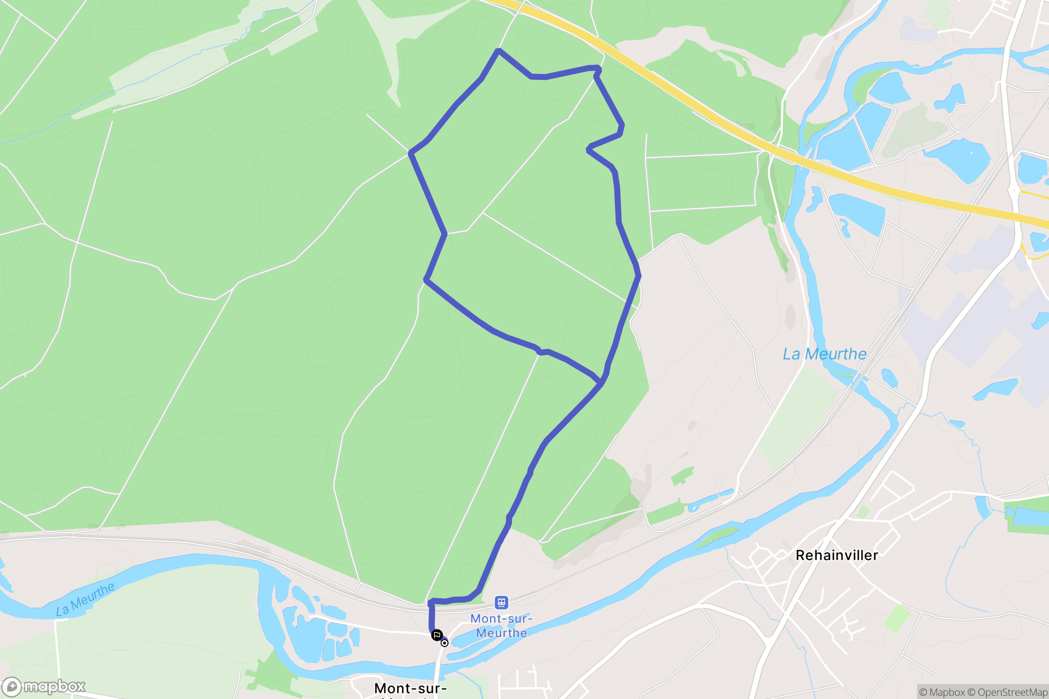 Mont-sur-Meurthe : carte du parcours de randonnée - France