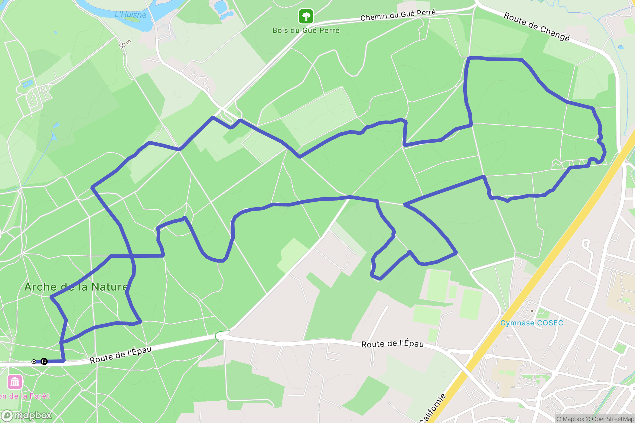 Changé : carte du parcours de randonnée - France