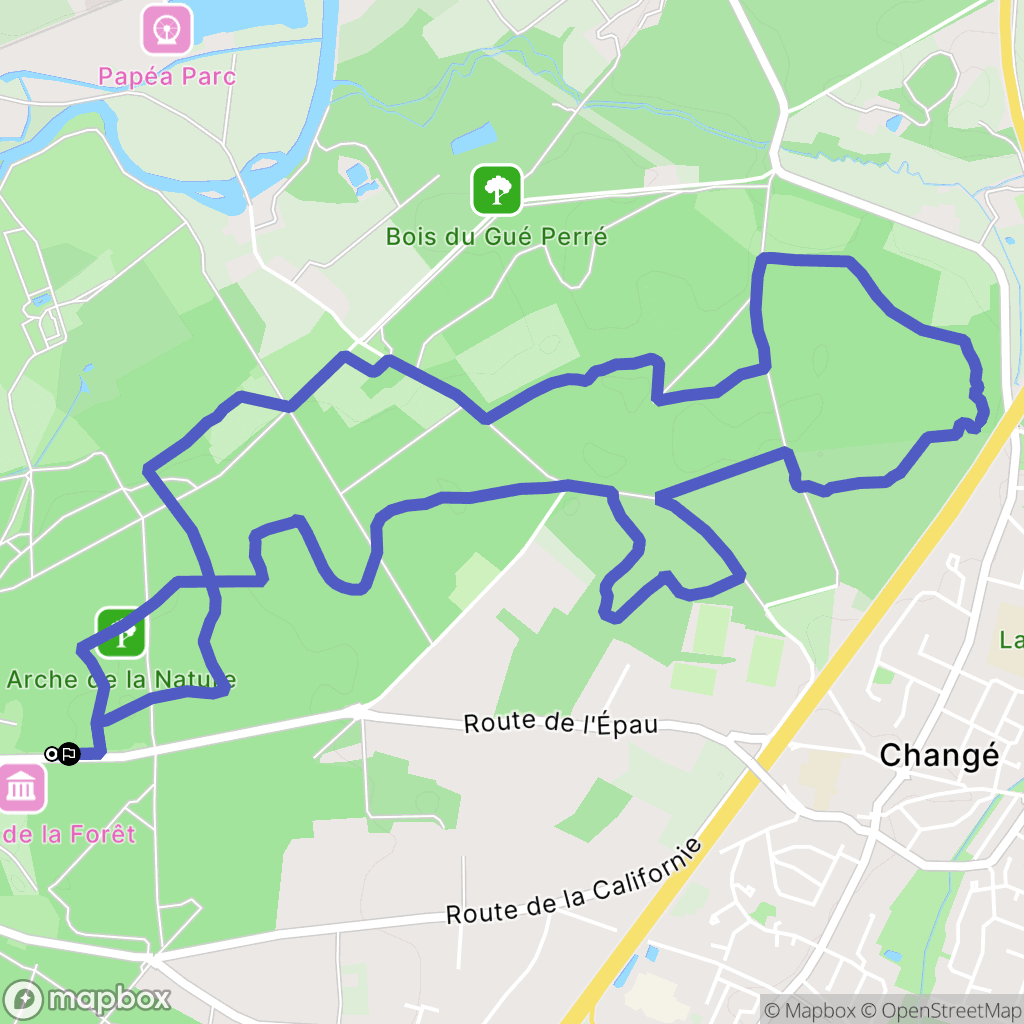 Changé : carte du parcours de randonnée - France