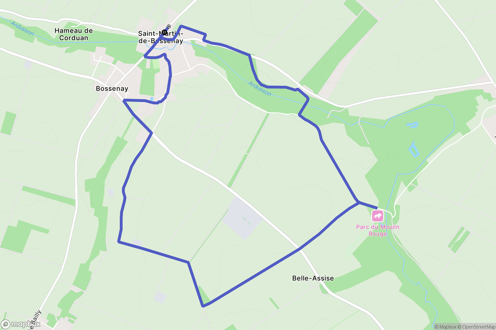 Saint-Martin-de-Bossenay : carte du parcours de randonnée - France