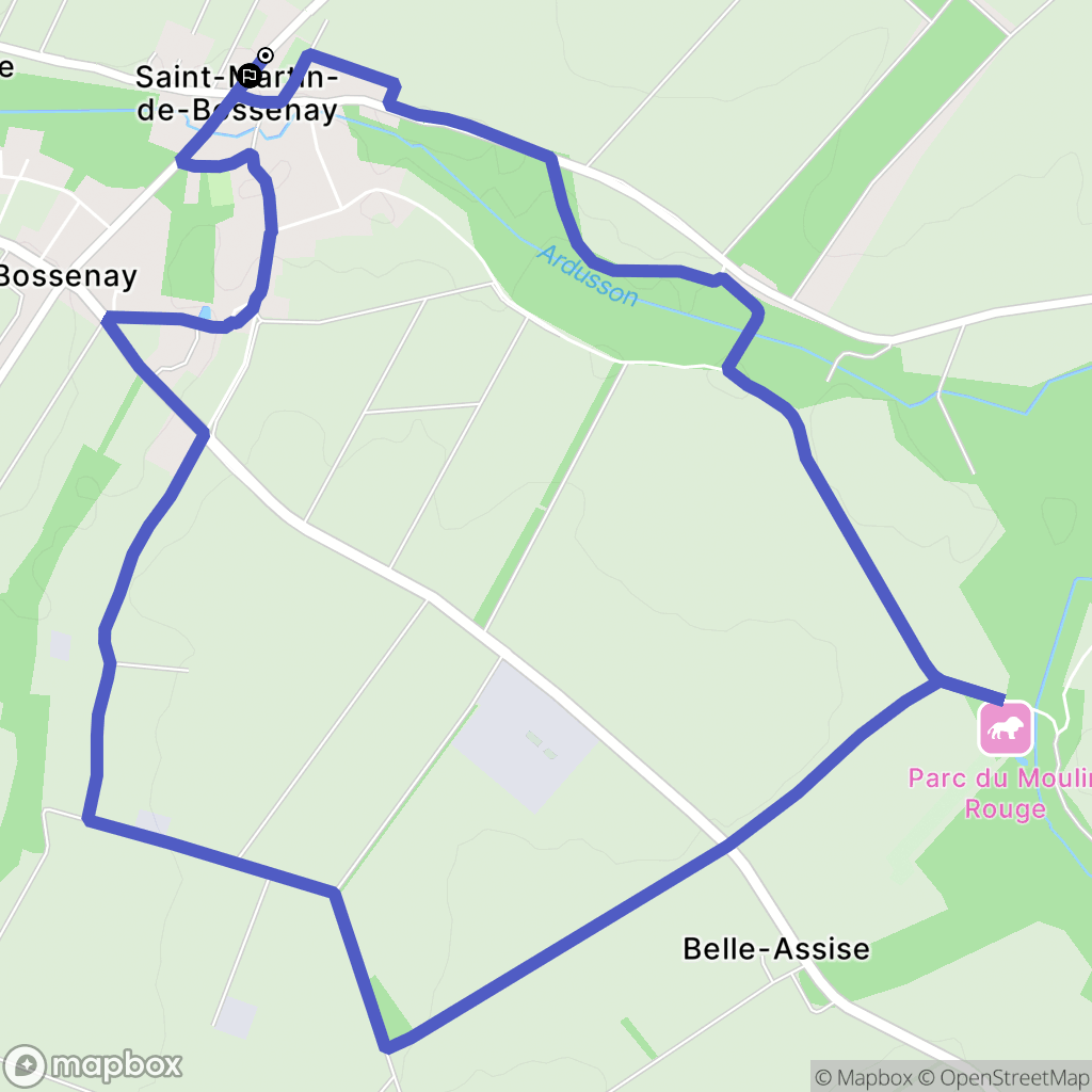 Saint-Martin-de-Bossenay : carte du parcours de randonnée - France