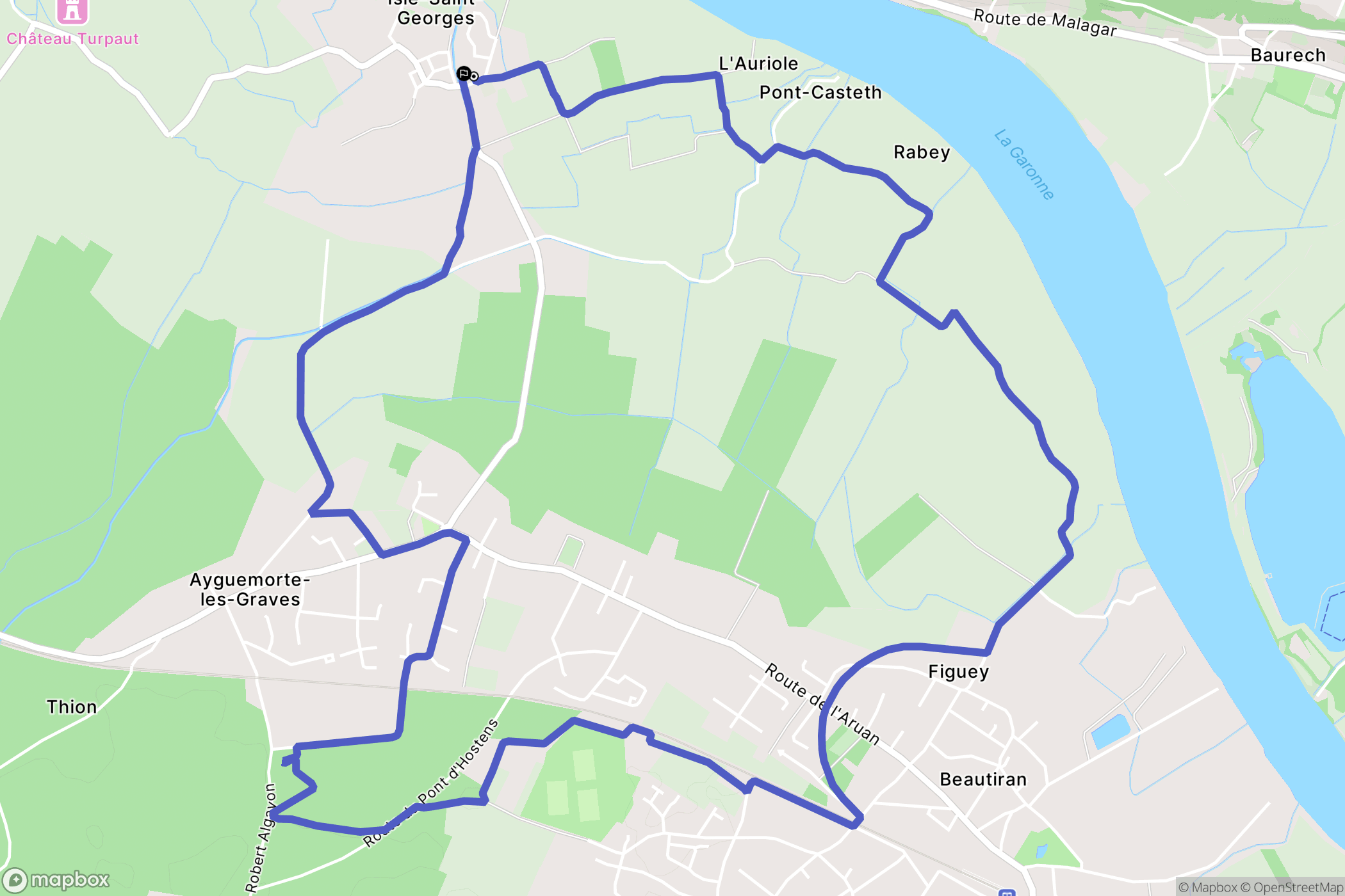 Isle-Saint-Georges : carte du parcours de randonnée - France
