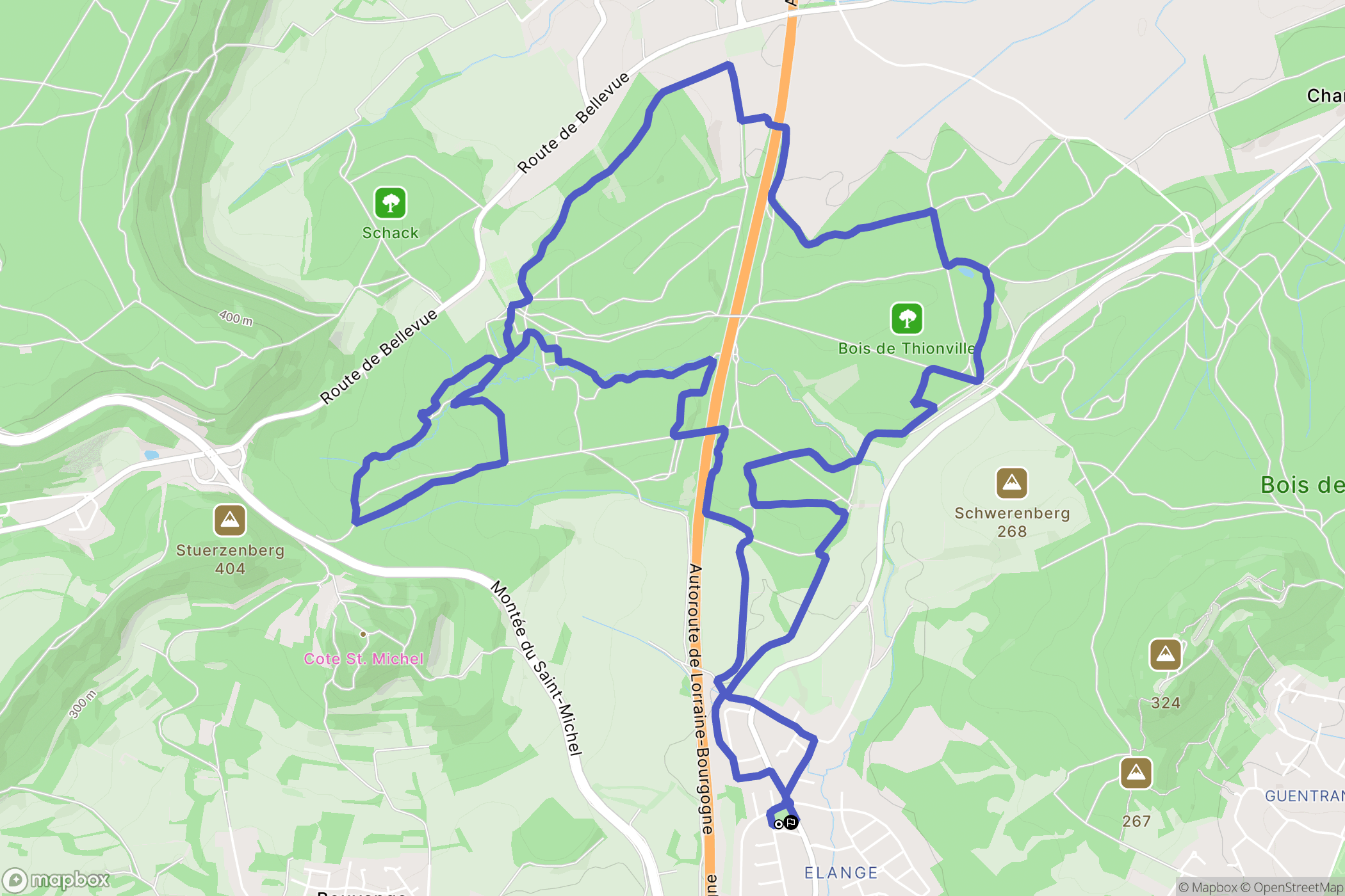 Thionville : carte du parcours de randonnée - France