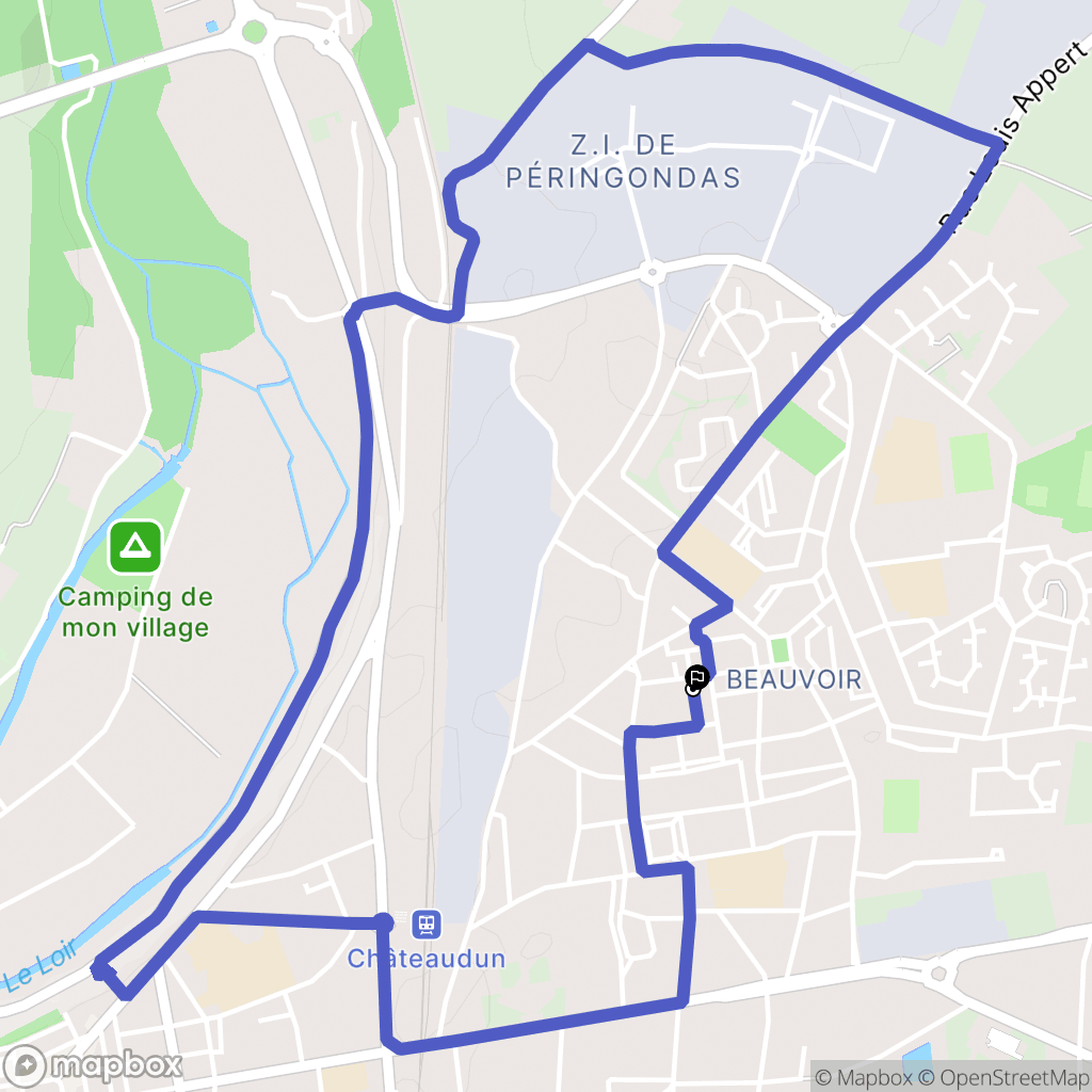 Châteaudun : carte du parcours de randonnée - France