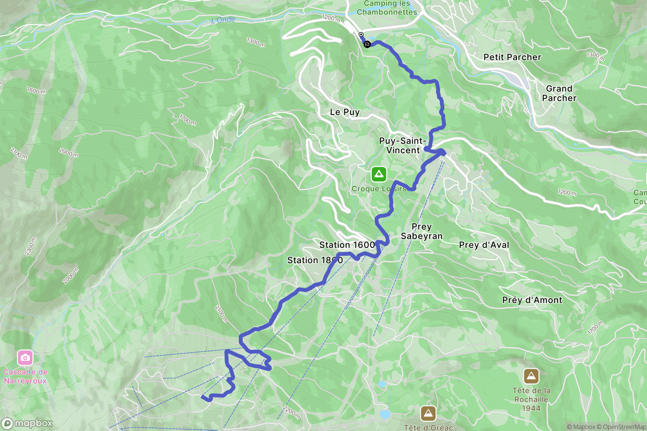 Vallouise-Pelvoux : carte du parcours de randonnée - France