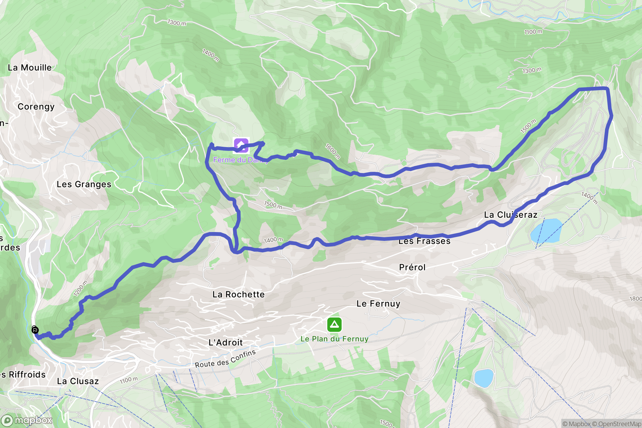 Saint-Jean-de-Sixt : carte du parcours de randonnée - France