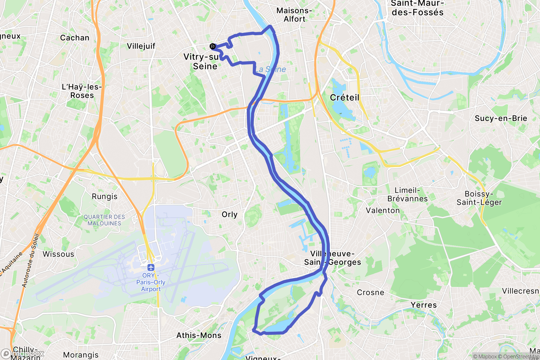 Vitry-sur-Seine : carte du parcours de randonnée - France