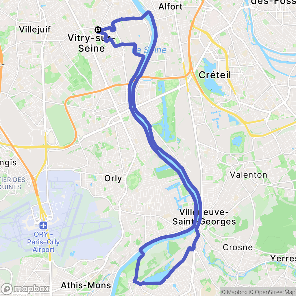 Vitry-sur-Seine : carte du parcours de randonnée - France