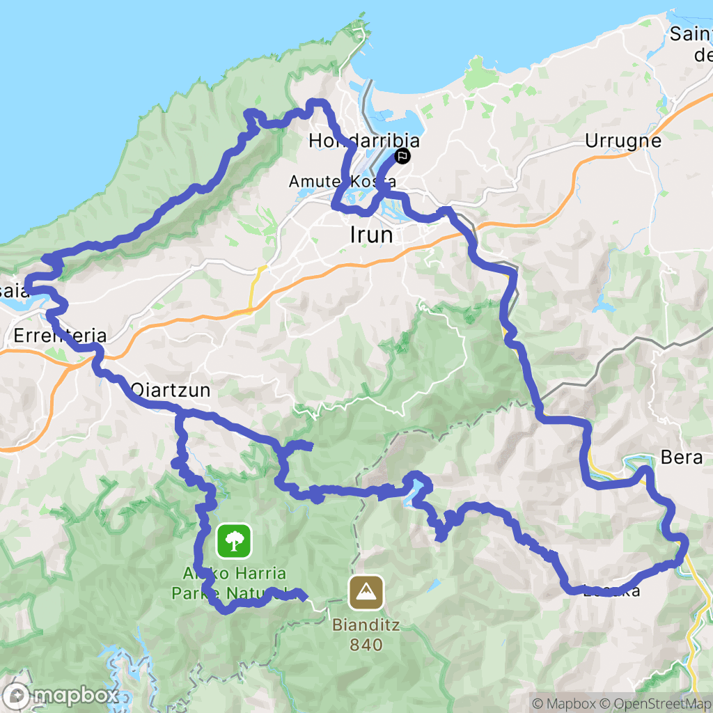 Hendaye : carte du parcours de randonnée - France