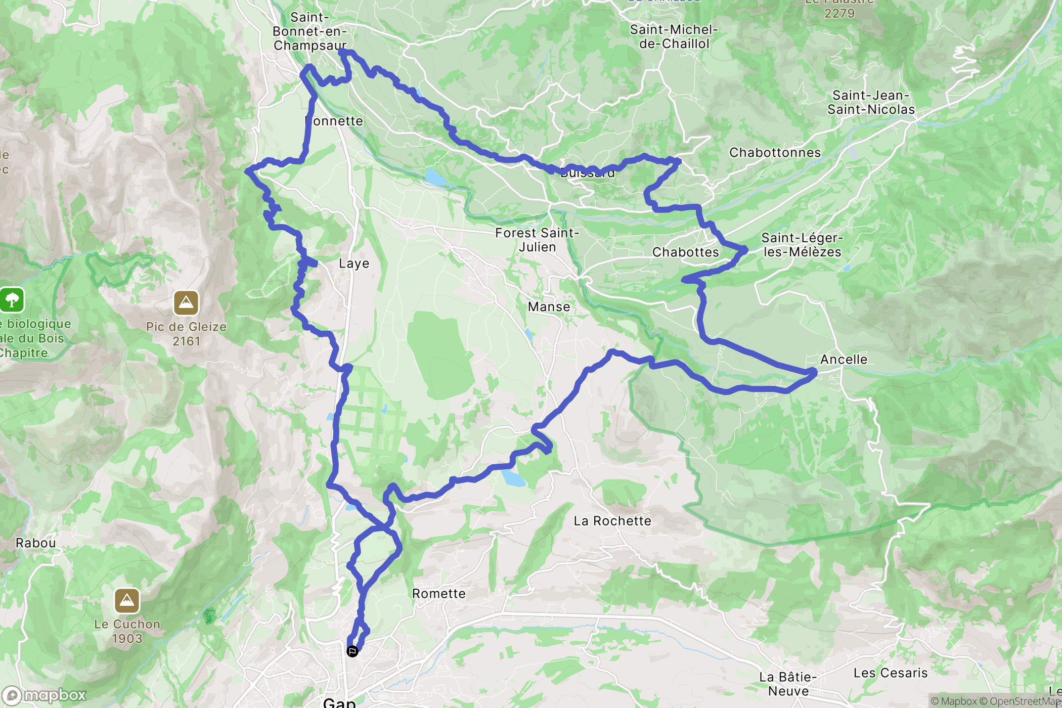 Gap : carte du parcours de randonnée - France