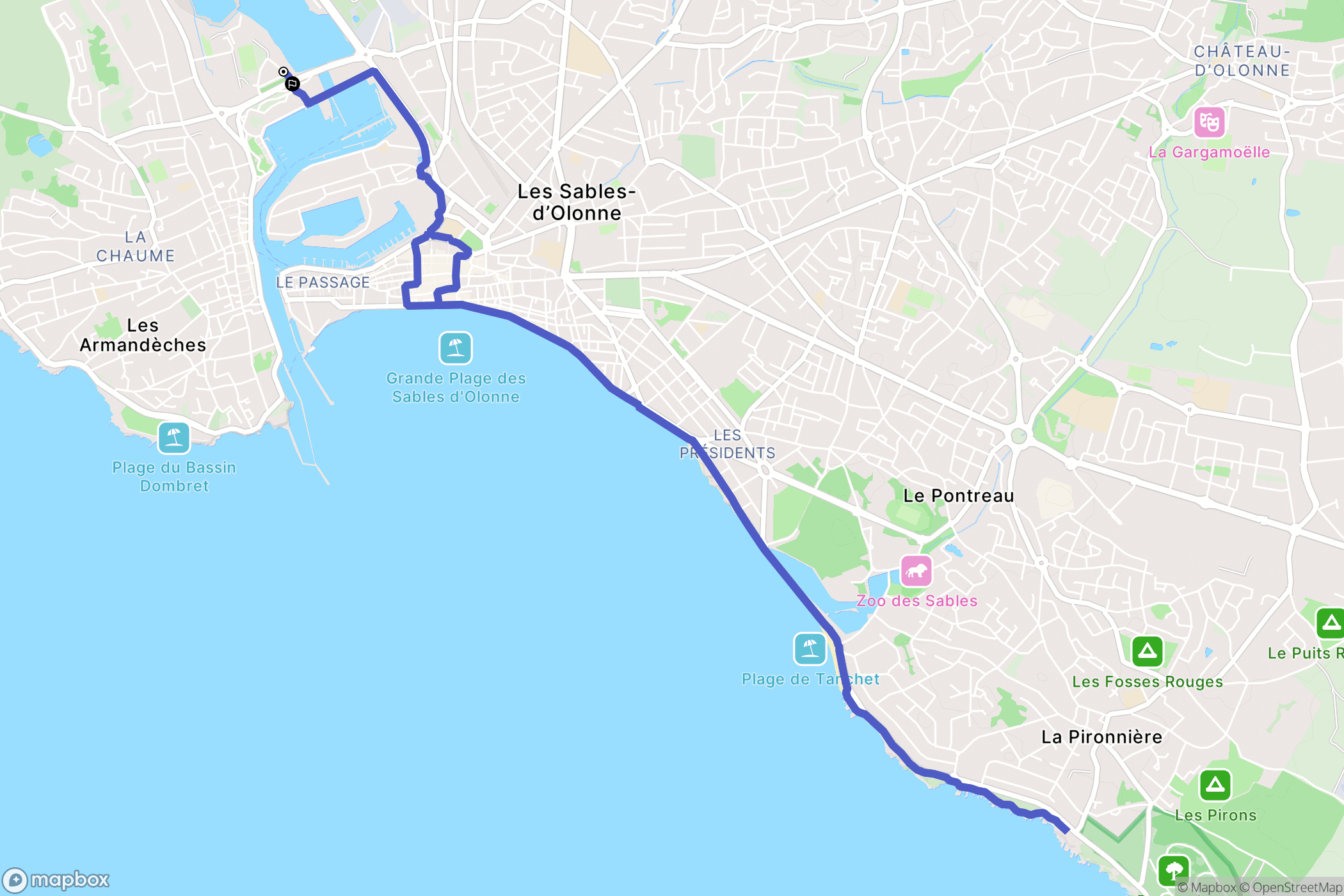 Les Sables-d'Olonne : carte du parcours de randonnée - France