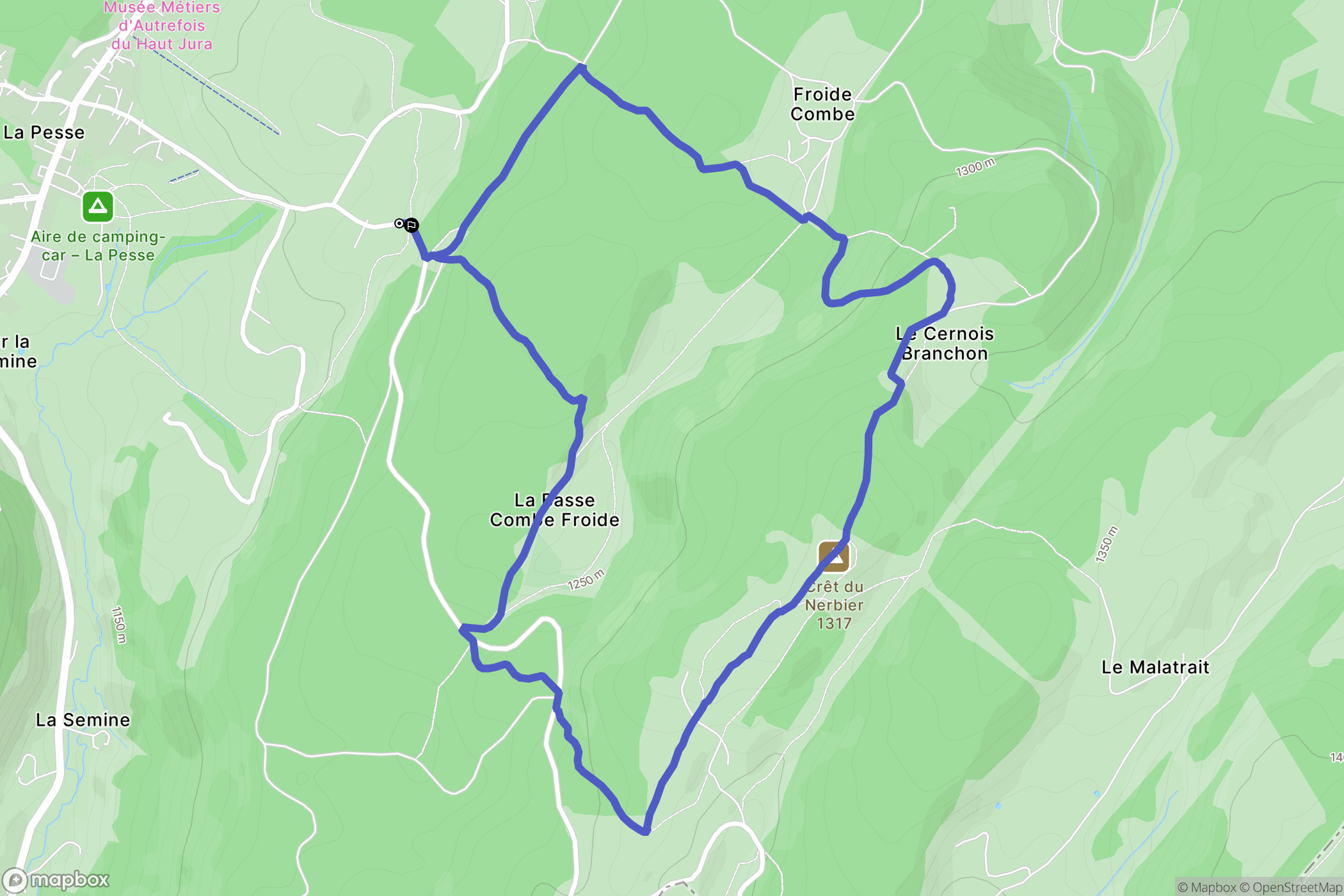 La Pesse : carte du parcours de randonnée - France