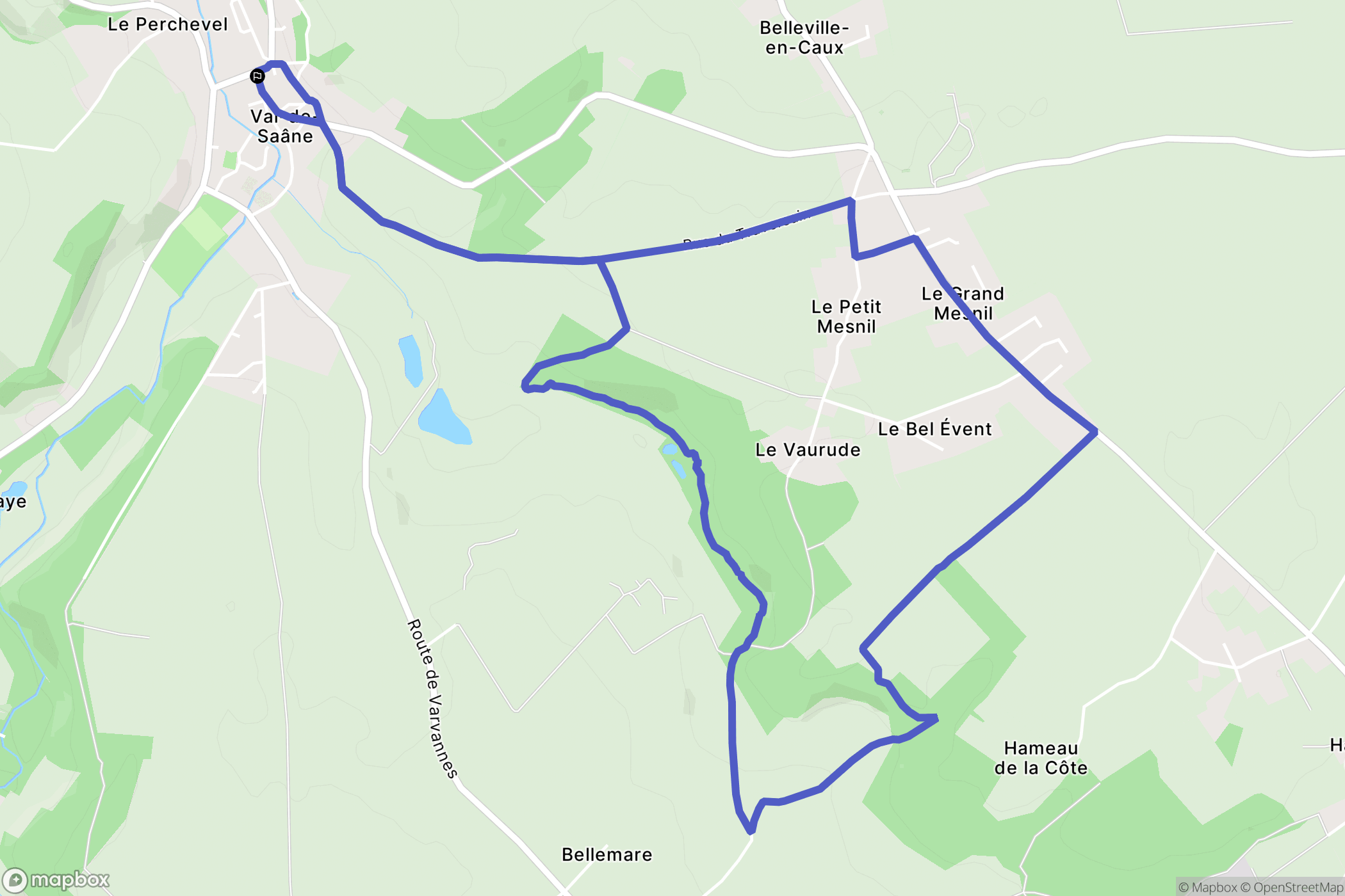 Val-de-Saâne : carte du parcours de randonnée - France