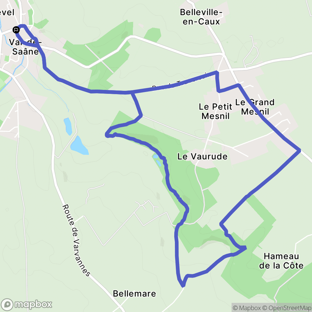Val-de-Saâne : carte du parcours de randonnée - France