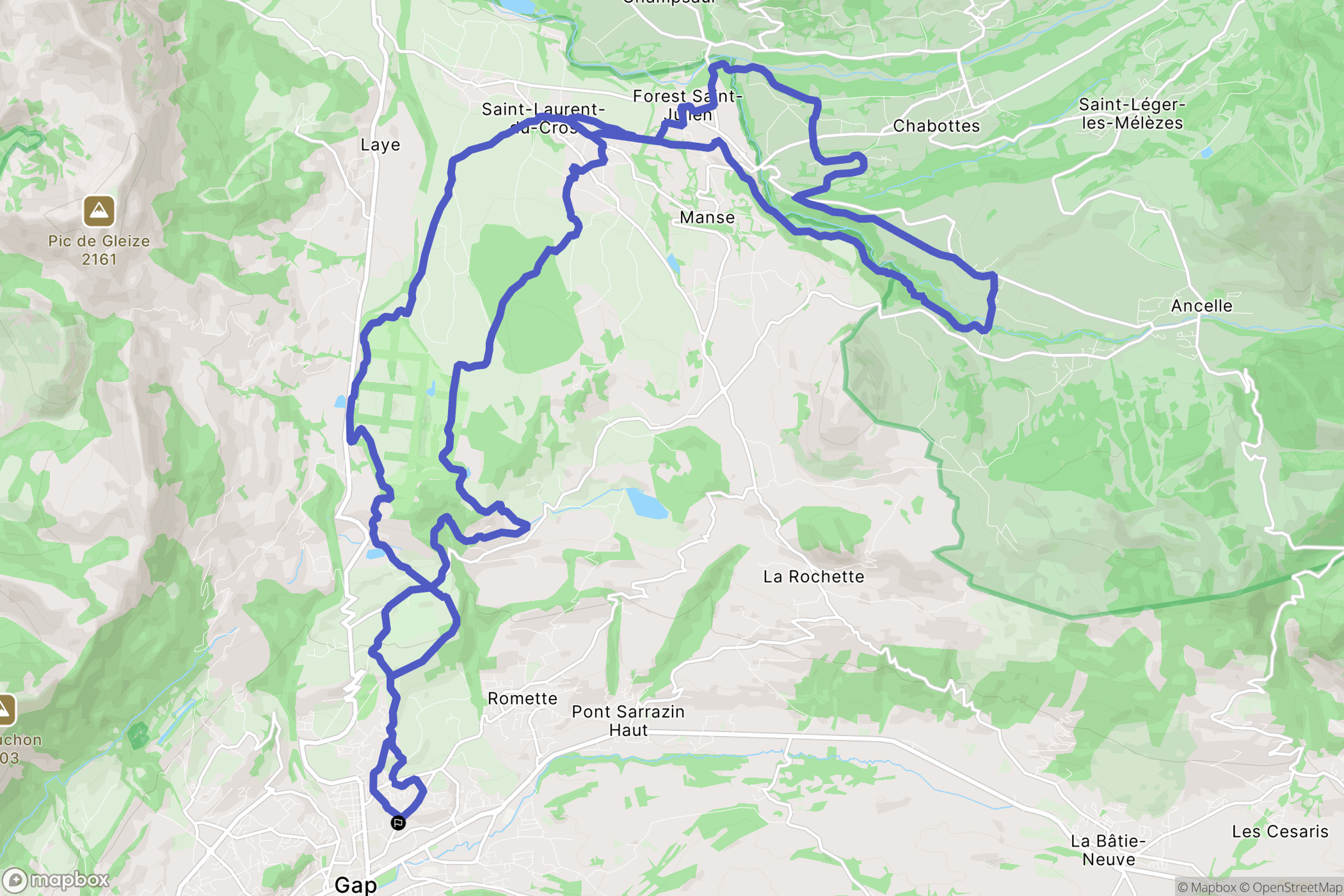 Gap : carte du parcours de randonnée - France