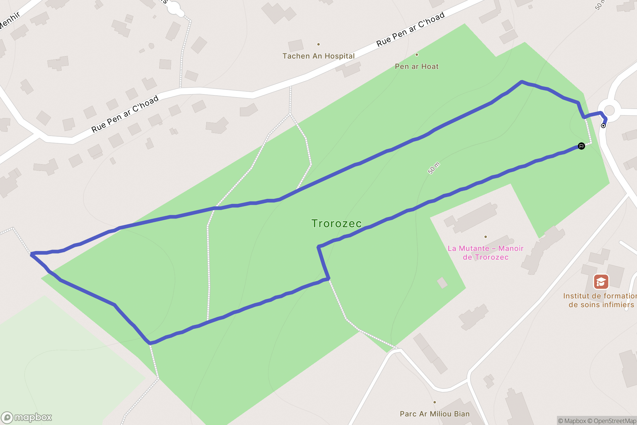 Lannion : carte du parcours de randonnée - France