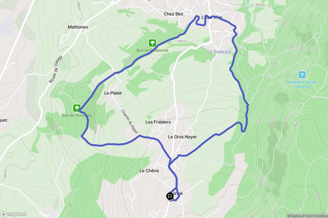Quintal : carte du parcours de randonnée - France