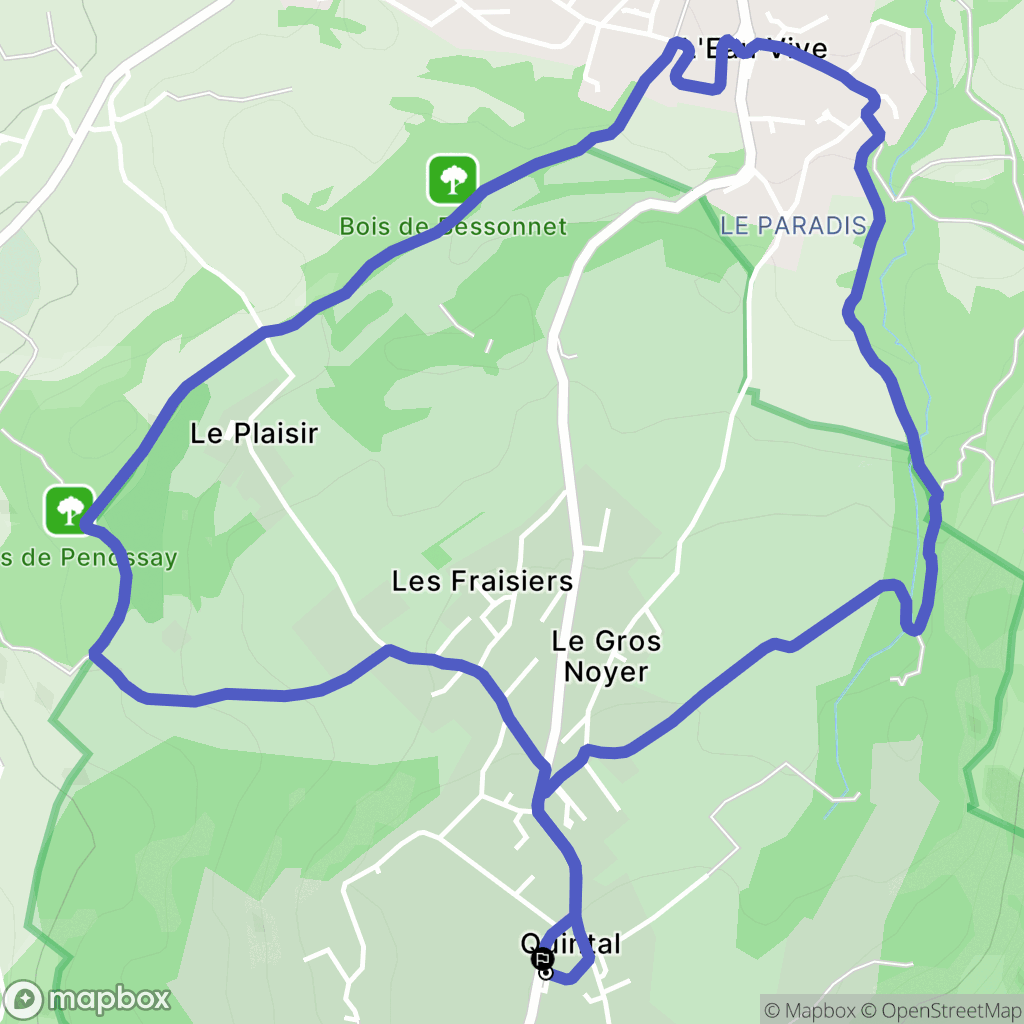 Quintal : carte du parcours de randonnée - France