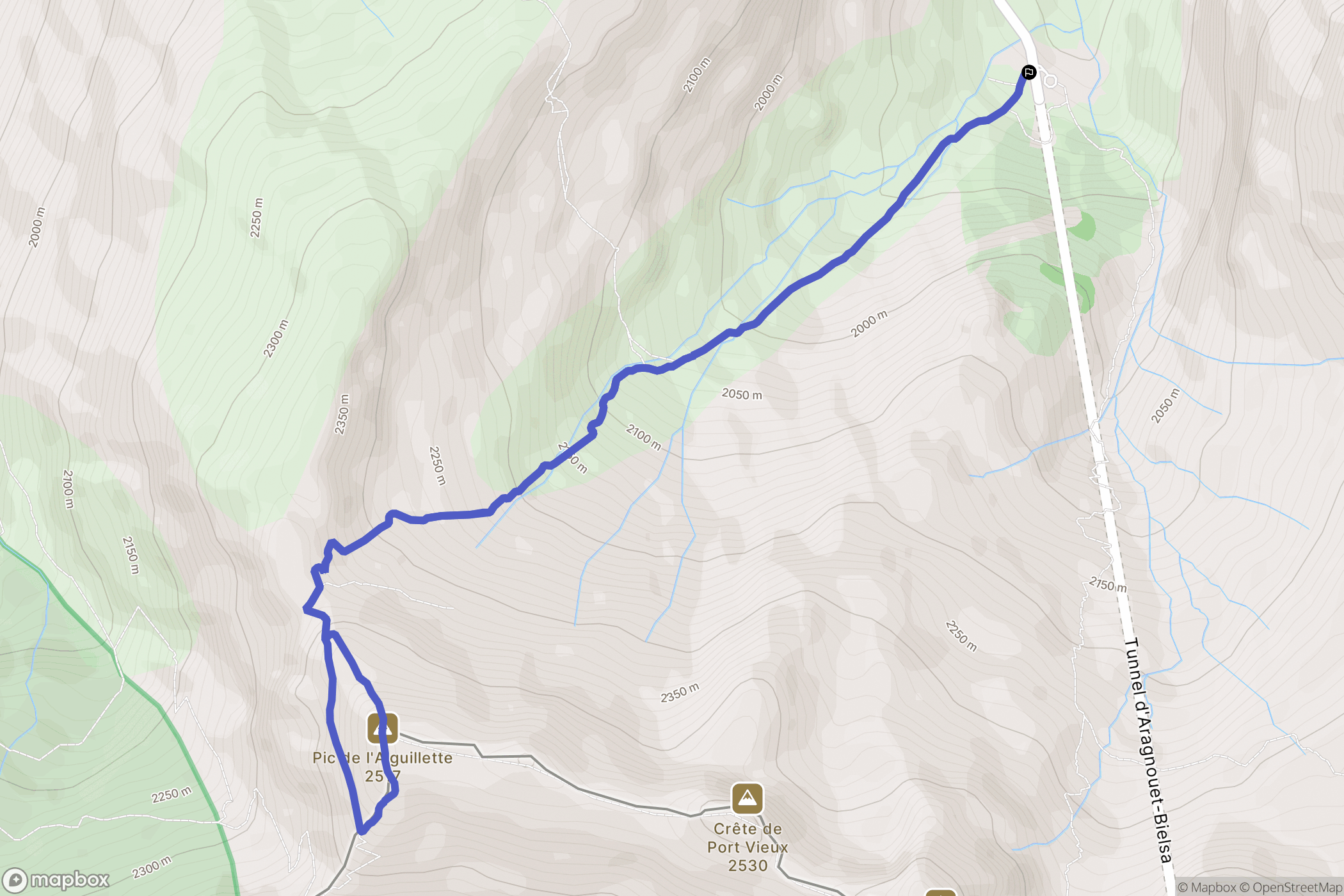 Aragnouet : carte du parcours de randonnée - France