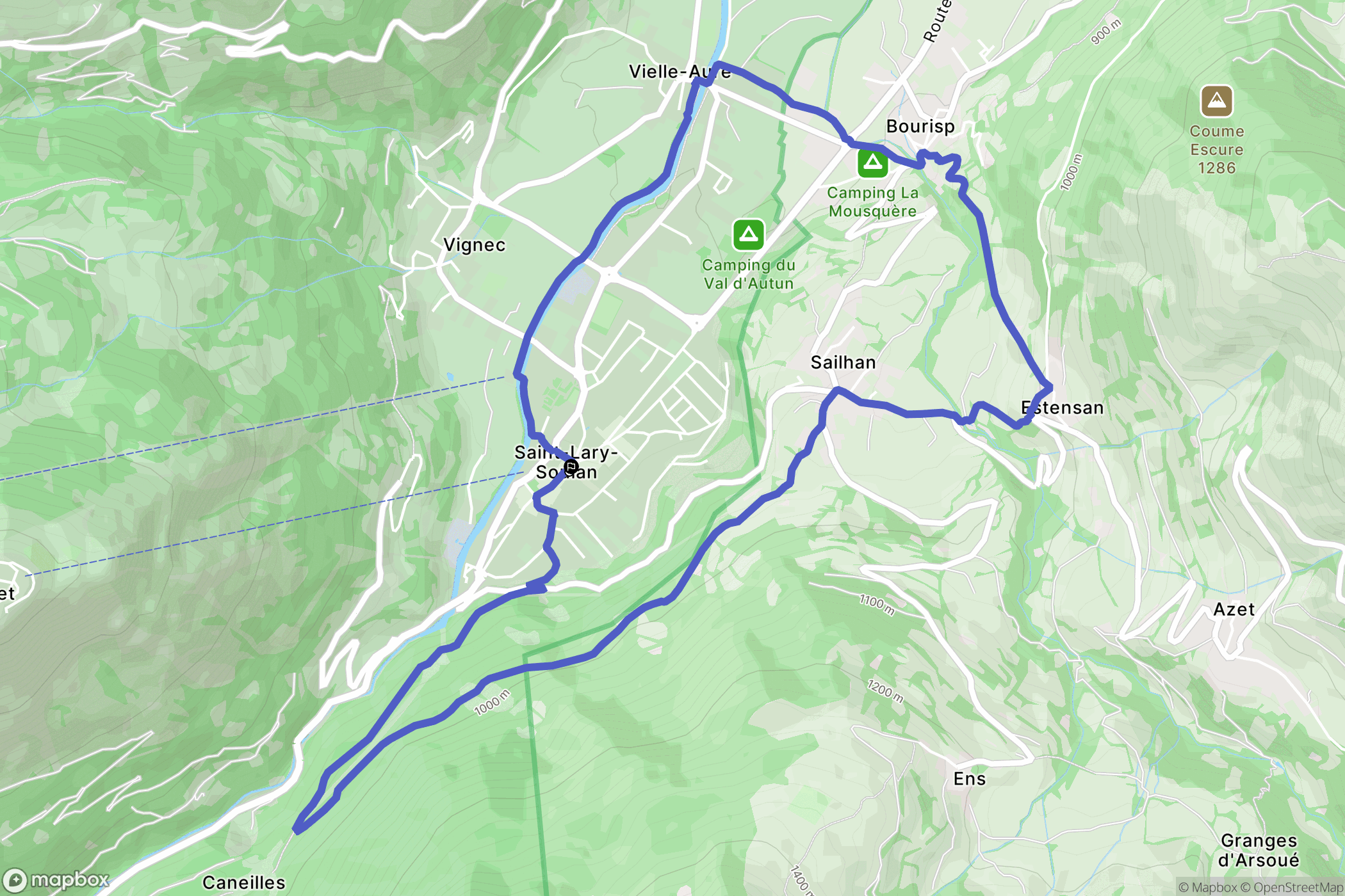 Saint Lary Soulan : carte du parcours de randonnée - France