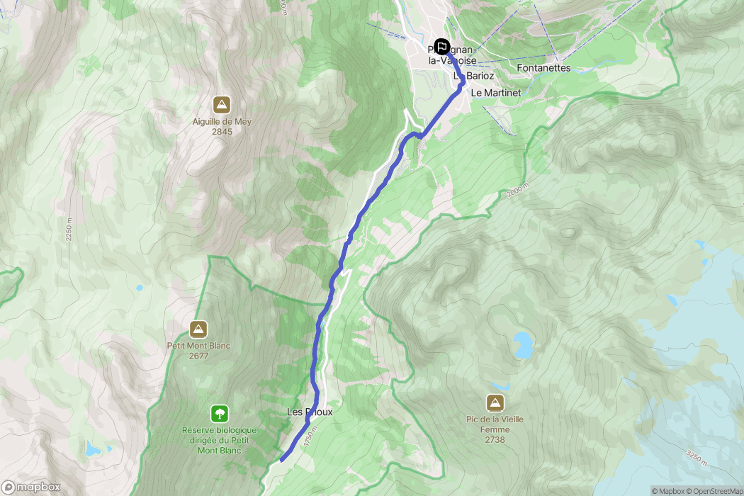 Pralognan-la-Vanoise : carte du parcours de randonnée - France