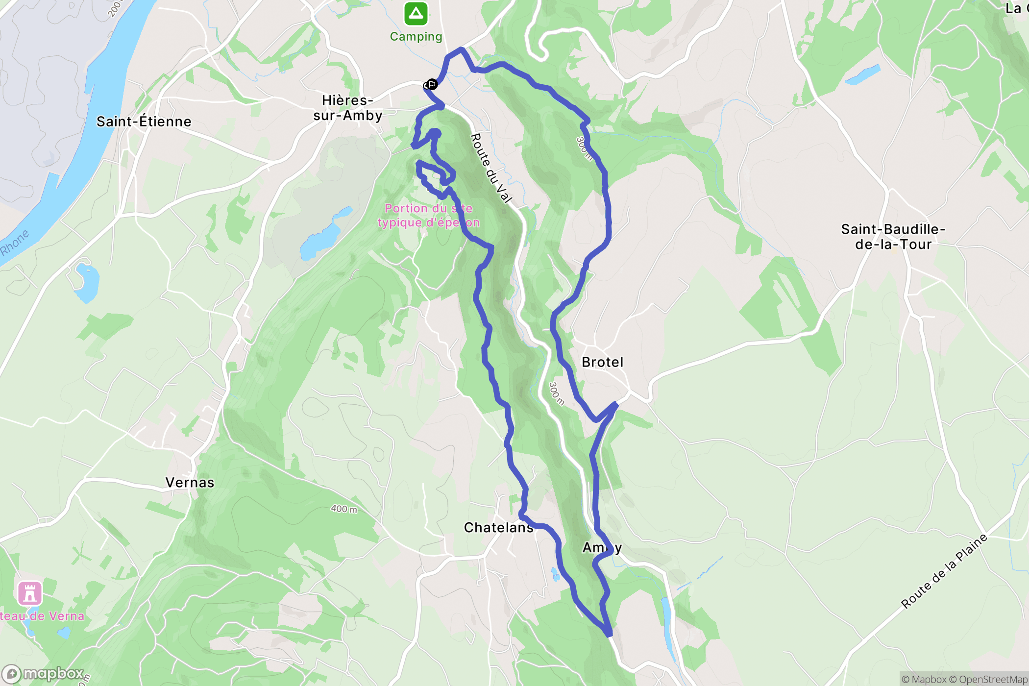 Hières-sur-Amby: routekaart voor buitenactiviteiten - France
