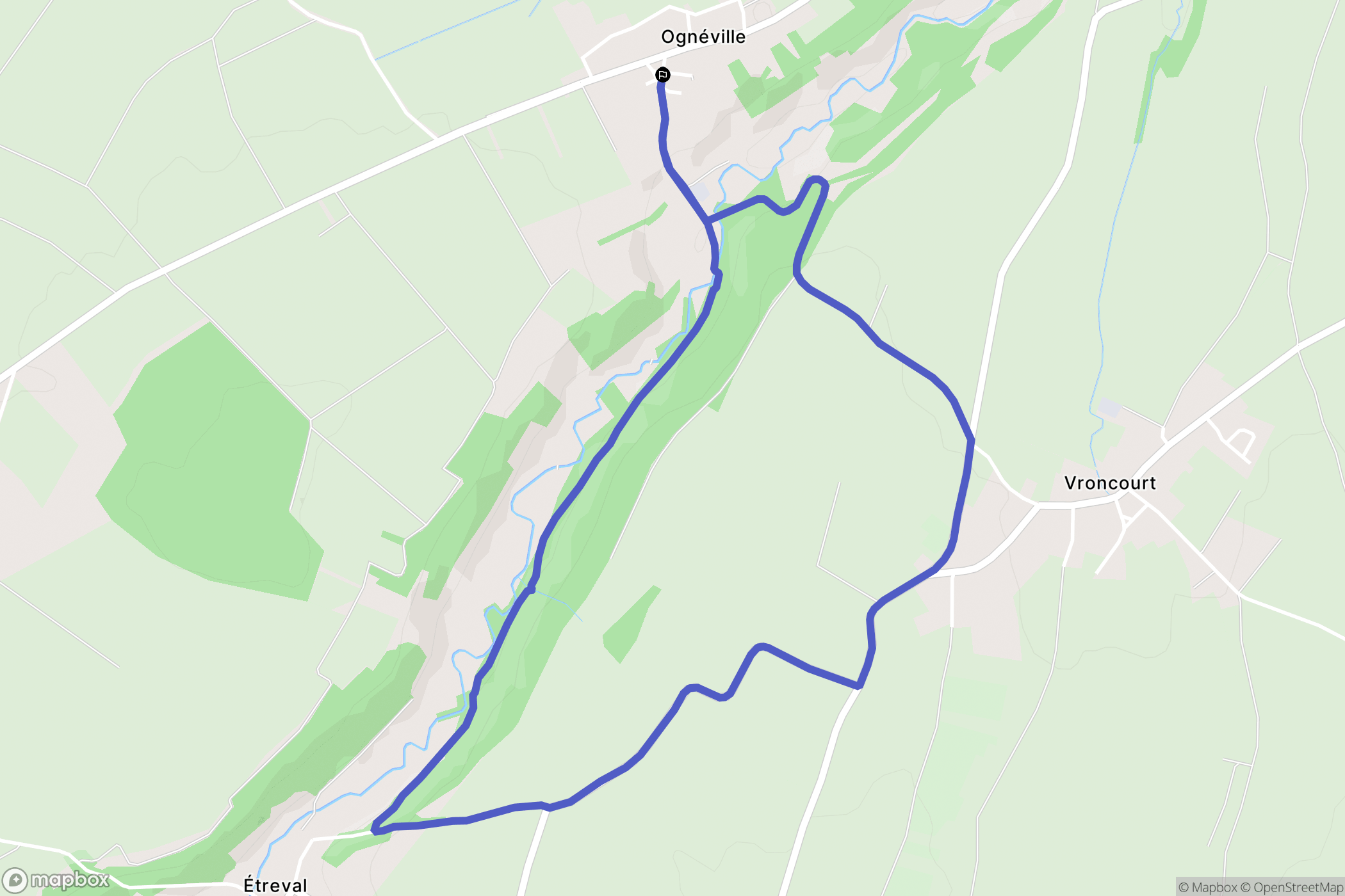 Ognéville : carte du parcours de randonnée - France