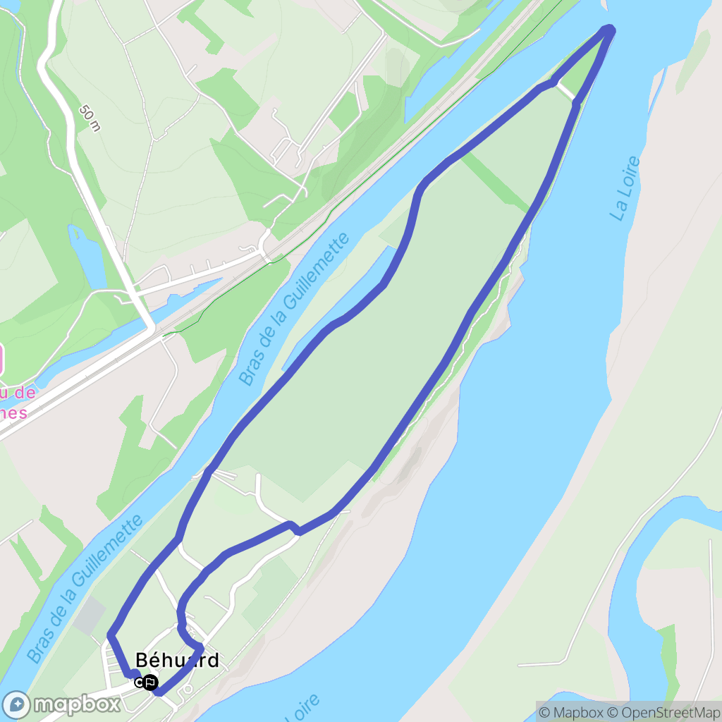 Béhuard : carte du parcours de randonnée - France