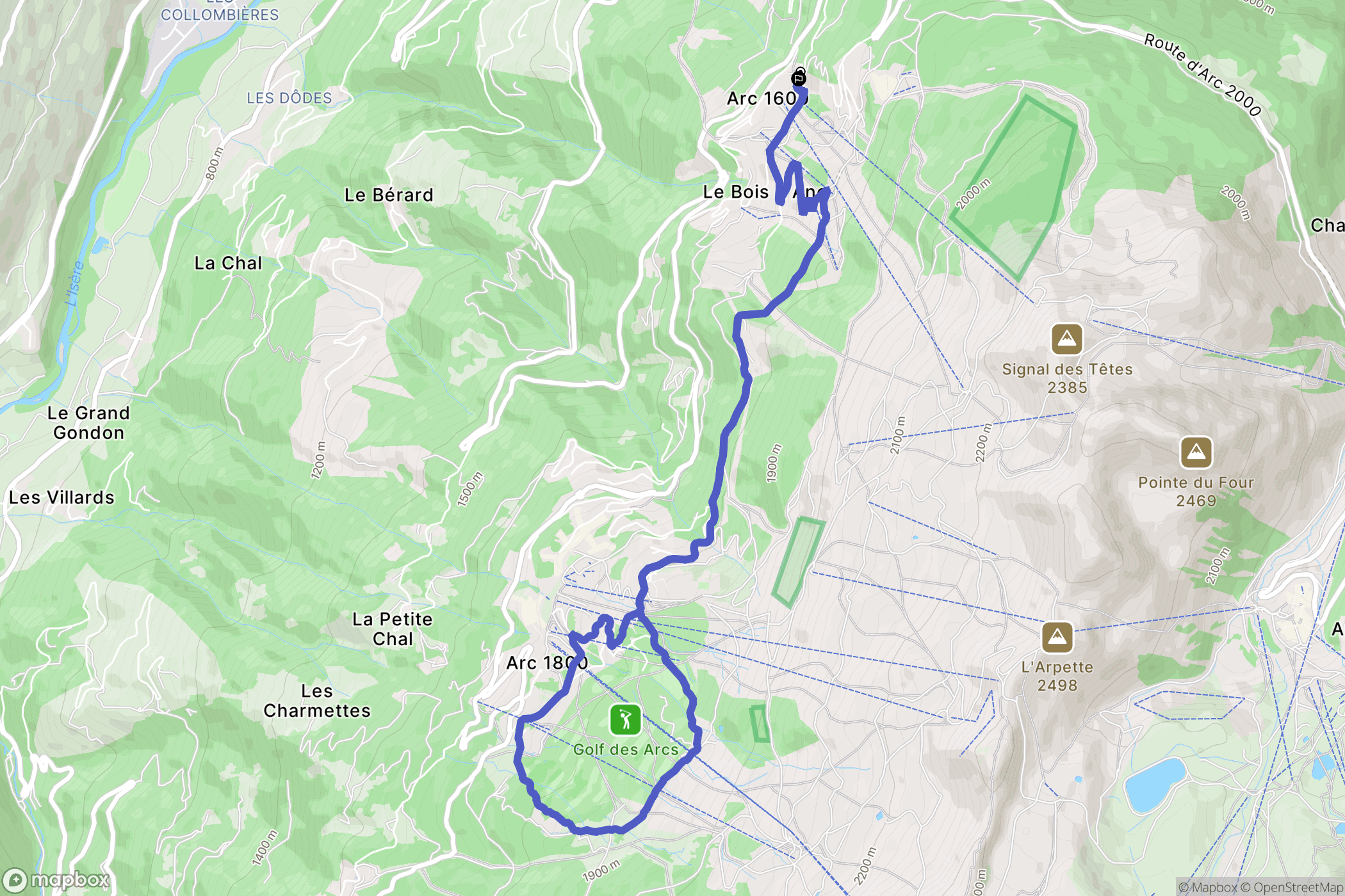 Bourg-Saint-Maurice : carte du parcours de randonnée - France