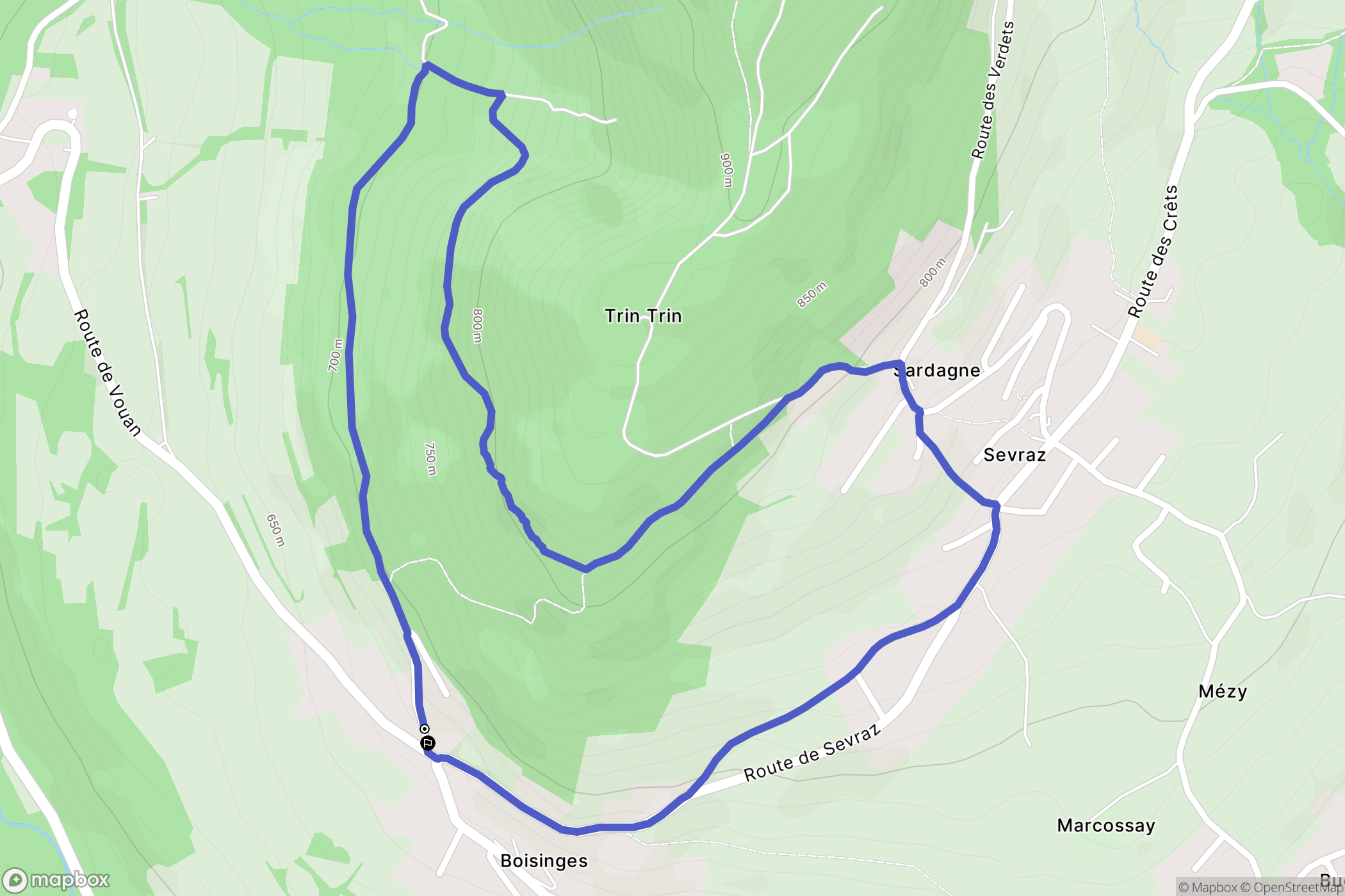 Viuz-en-Sallaz : carte du parcours de randonnée - France